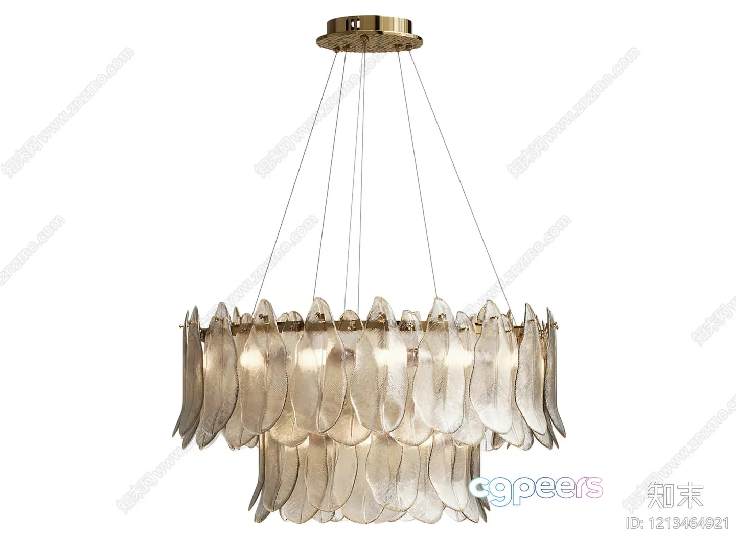 A Gold Chandelier 3D Model – 10623 – VRAY Render