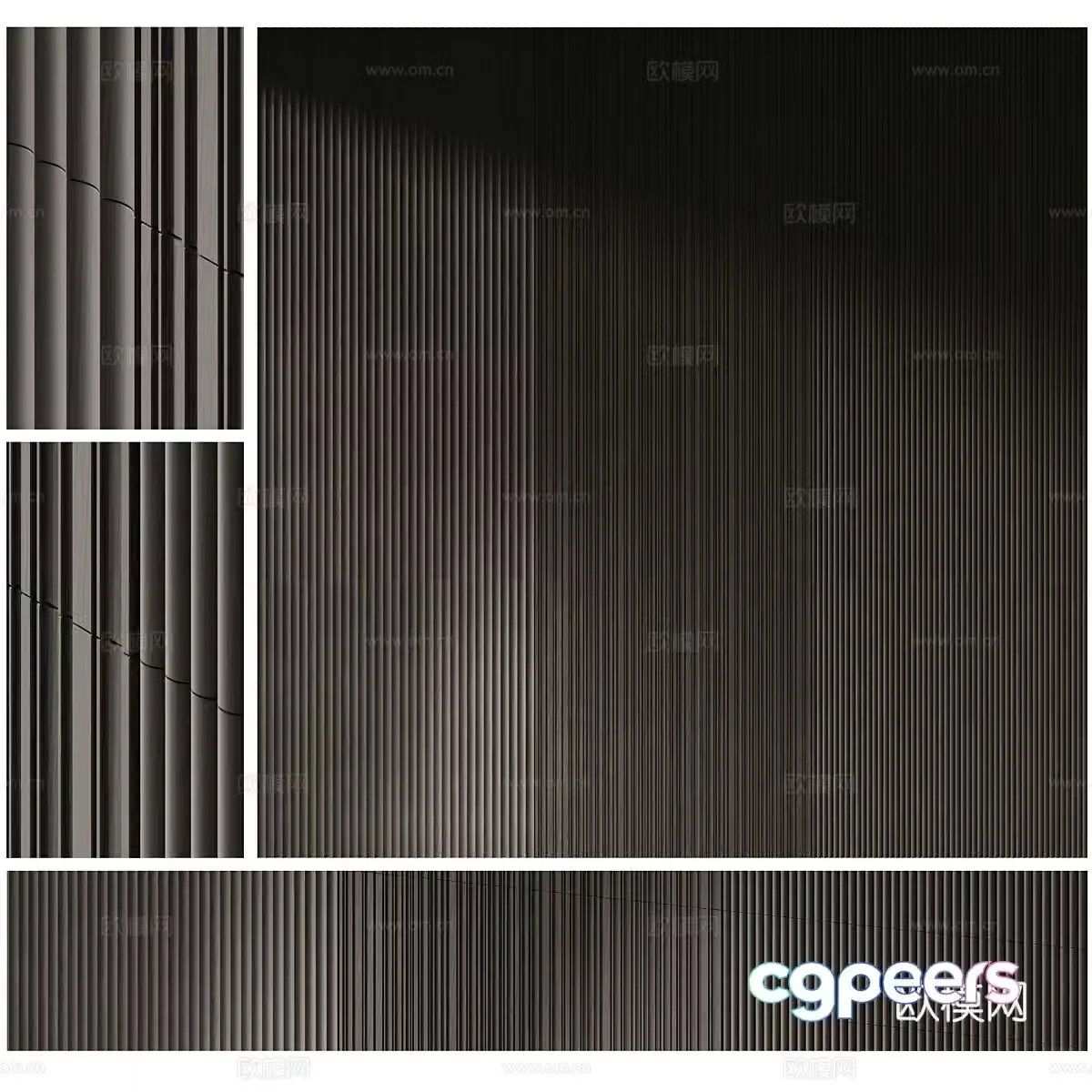 Middle-aged wall panel solid wood wall panel wave board Great Wall panel grille board grille background wall 3D model