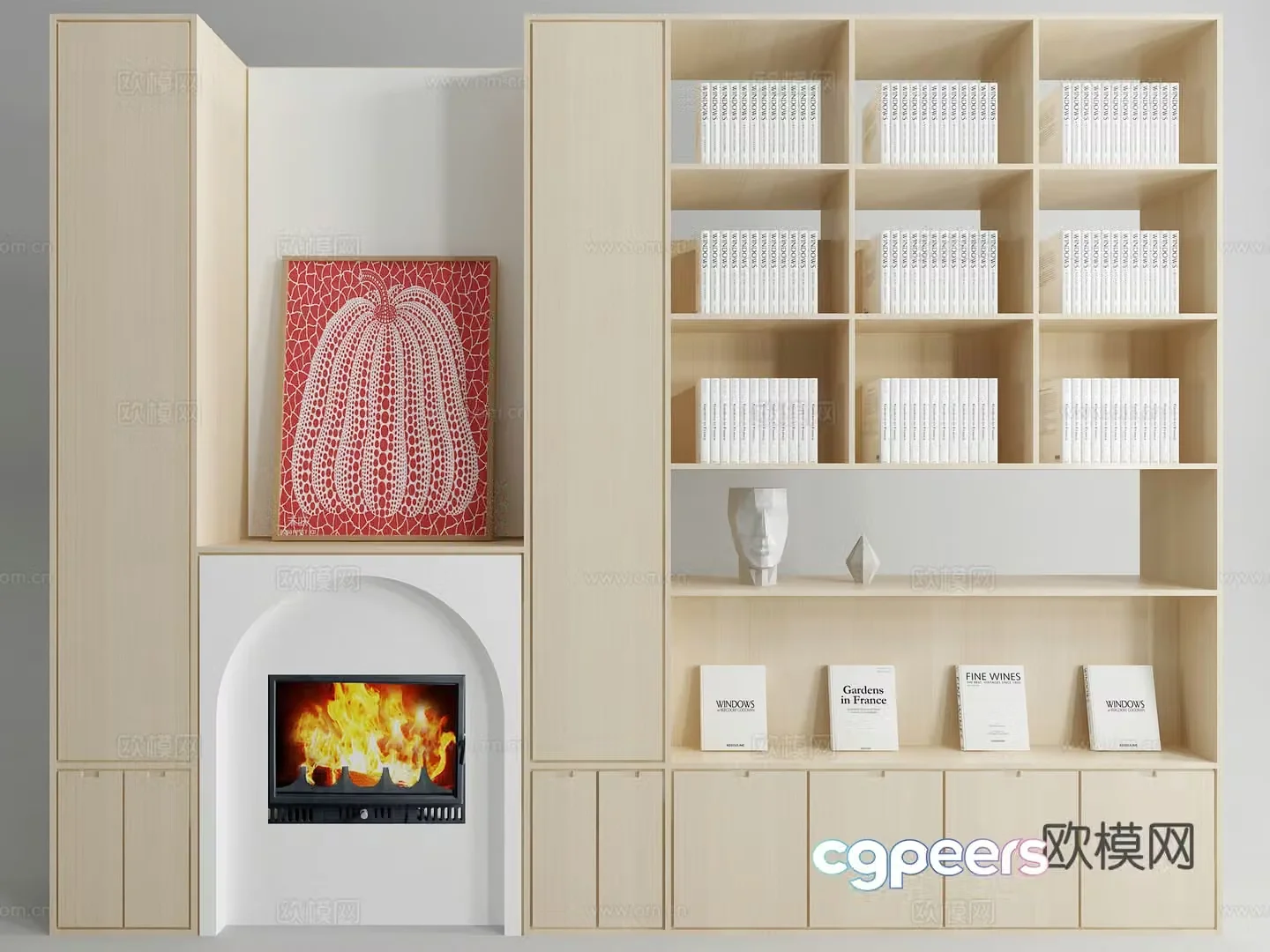 Modern decorative cabinet electronic fireplace 3d model