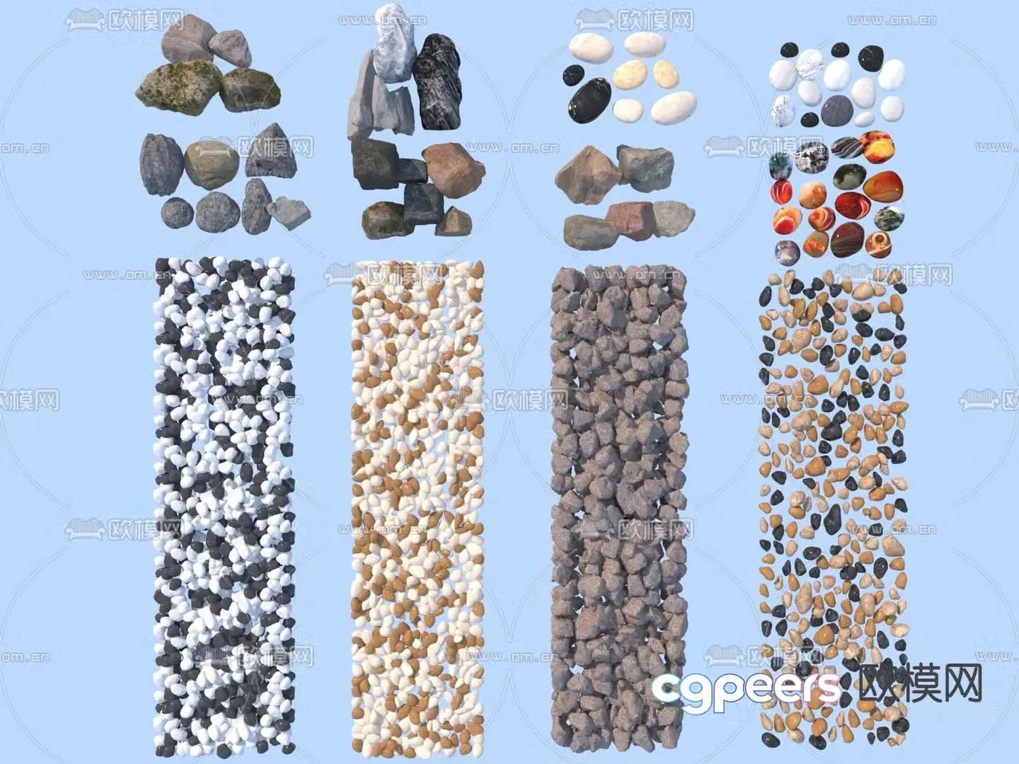 cobblestone stone landscape stone 3d model