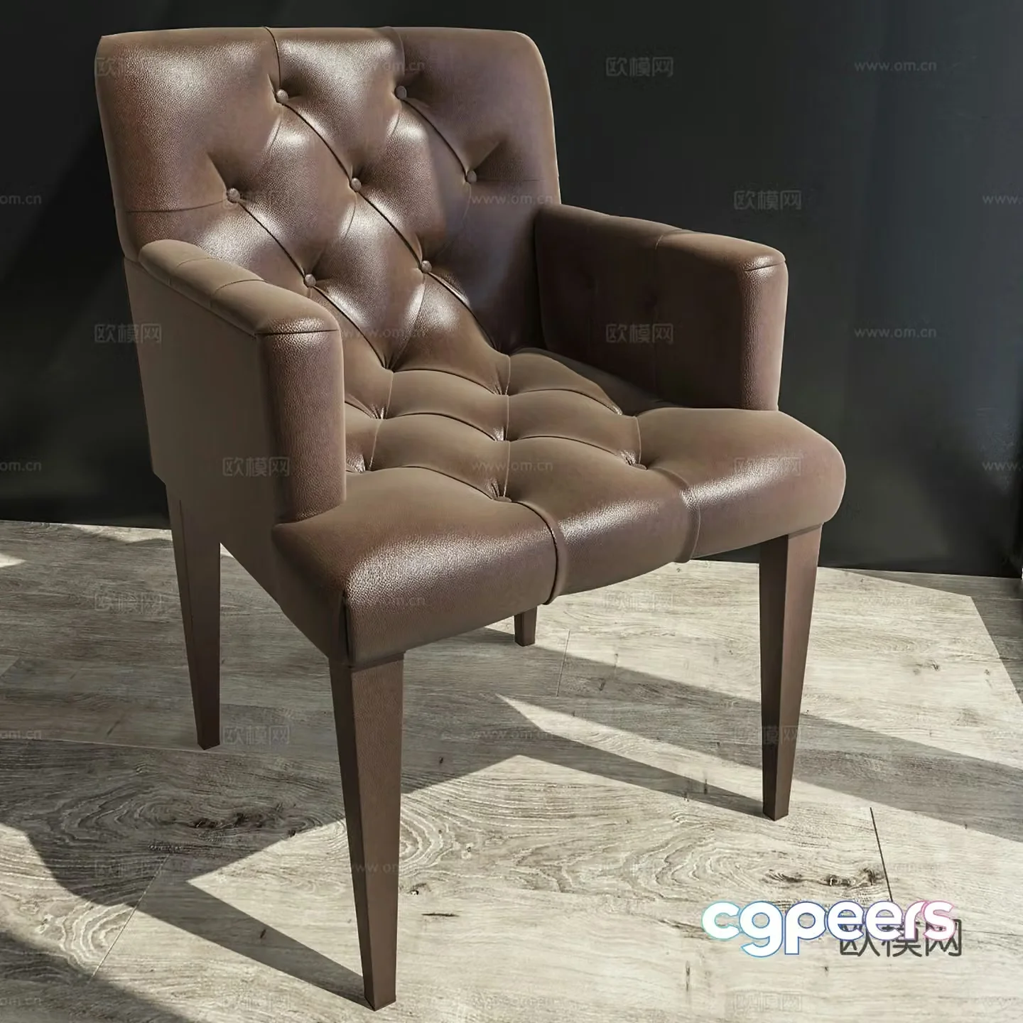 European casual chair leather chair dining chair single chair 3d model