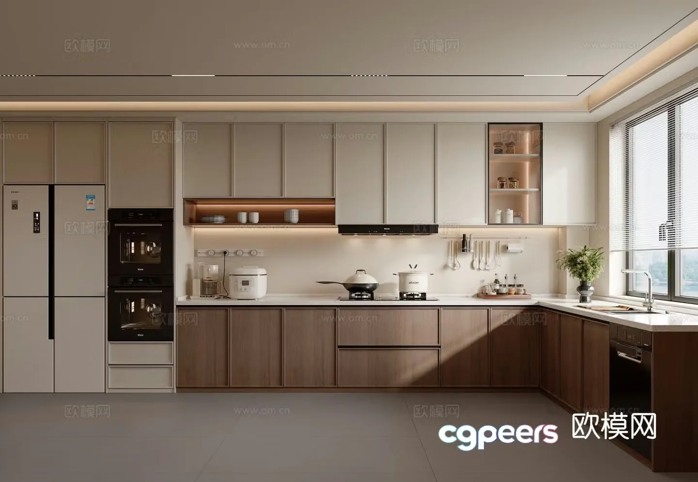 Middle style kitchen cabinet 3d model