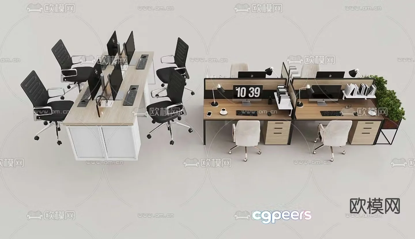 Desk post work station card position 3D model