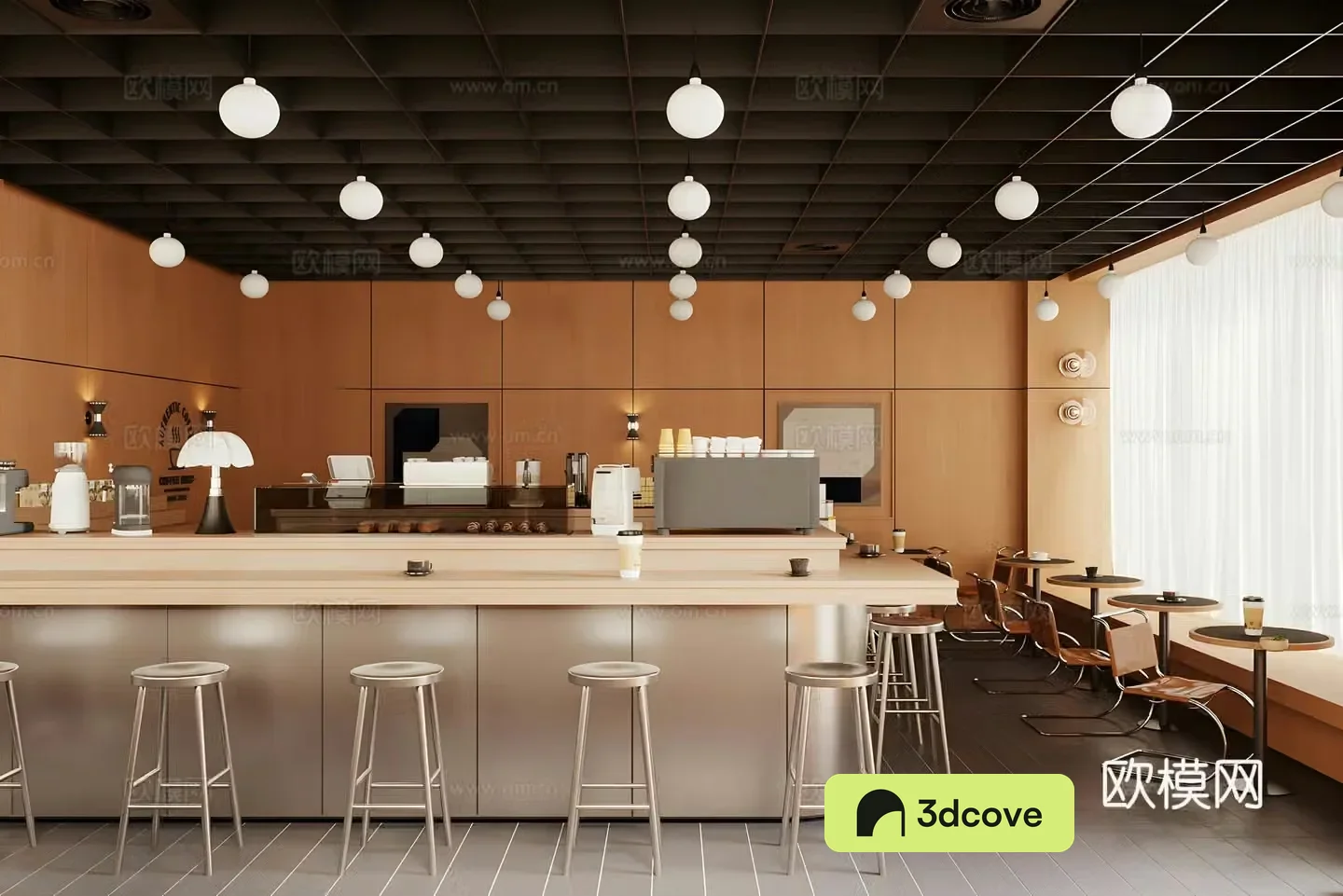 Industrial style coffee shop milk tea shop