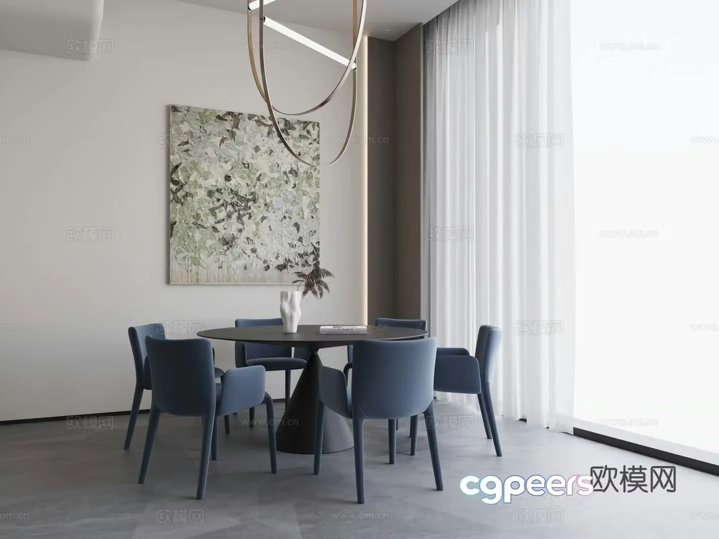 Modern Italian villa restaurant Villa restaurant Round table restaurant Open restaurant Empty restaurant 3d model