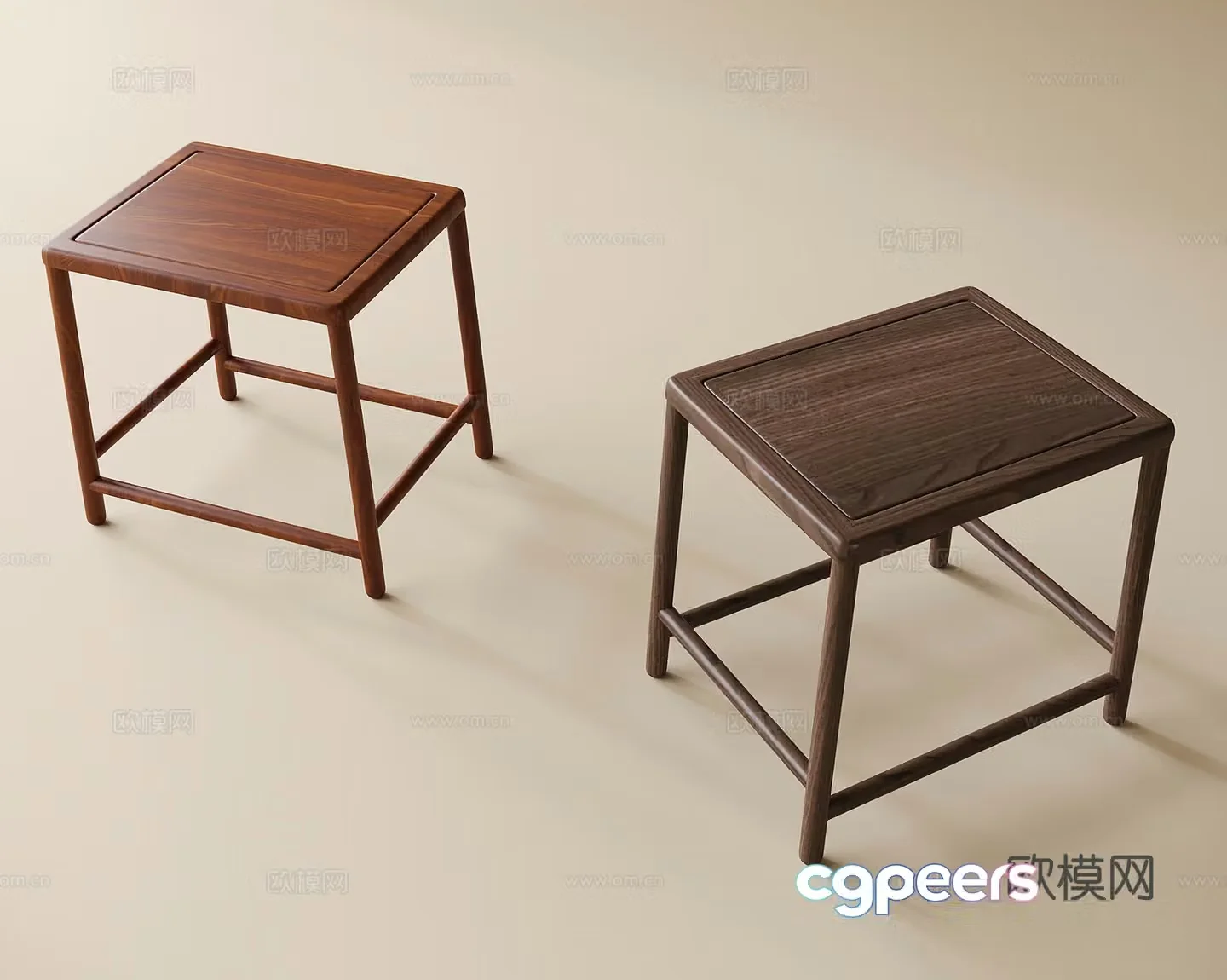 Chinese stool wooden stool dressing stool changing shoe stool 3D model
