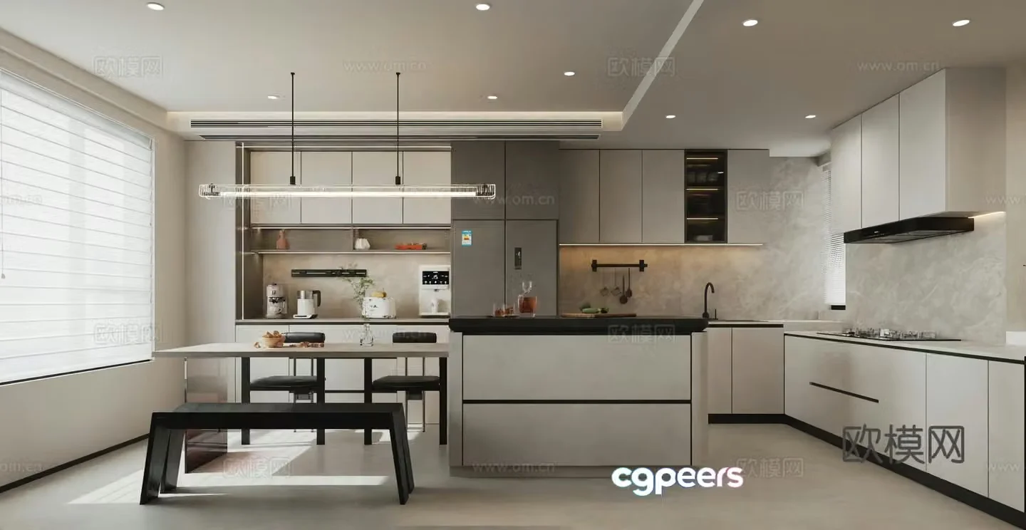 Modern living and dining room homeless lights minimalist living and dining room 3D model
