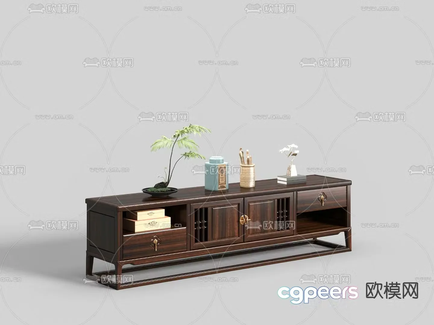 New Chinese style wooden cabinet TV cabinet 3D model