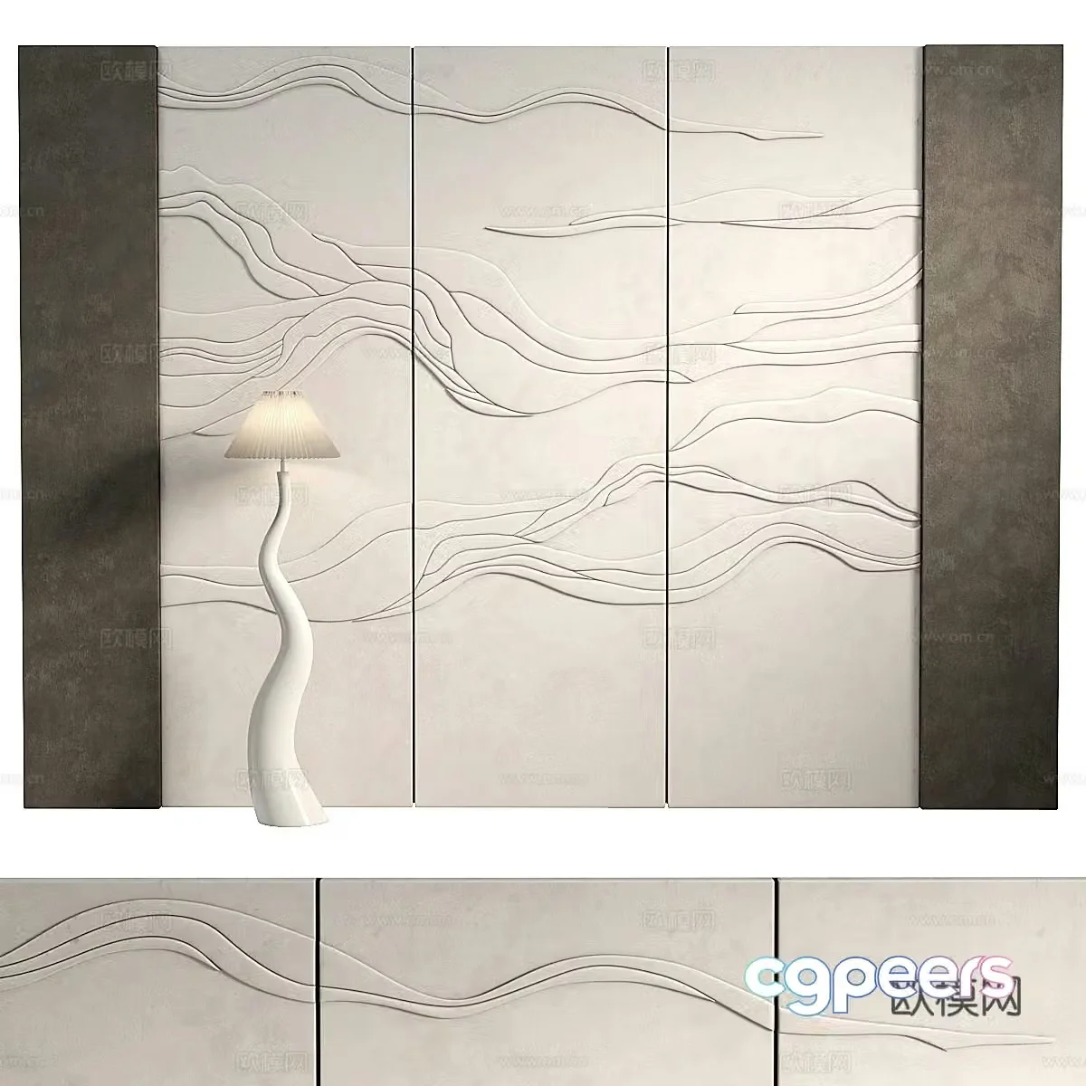 New Chinese style background wall image wall 3D model