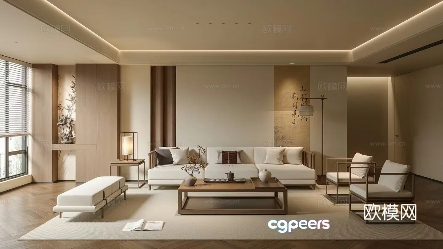 Song style aesthetic living room 3D model