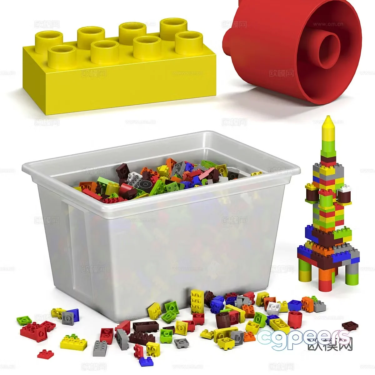 Modern children’s toys building blocks toy storage box 3d model