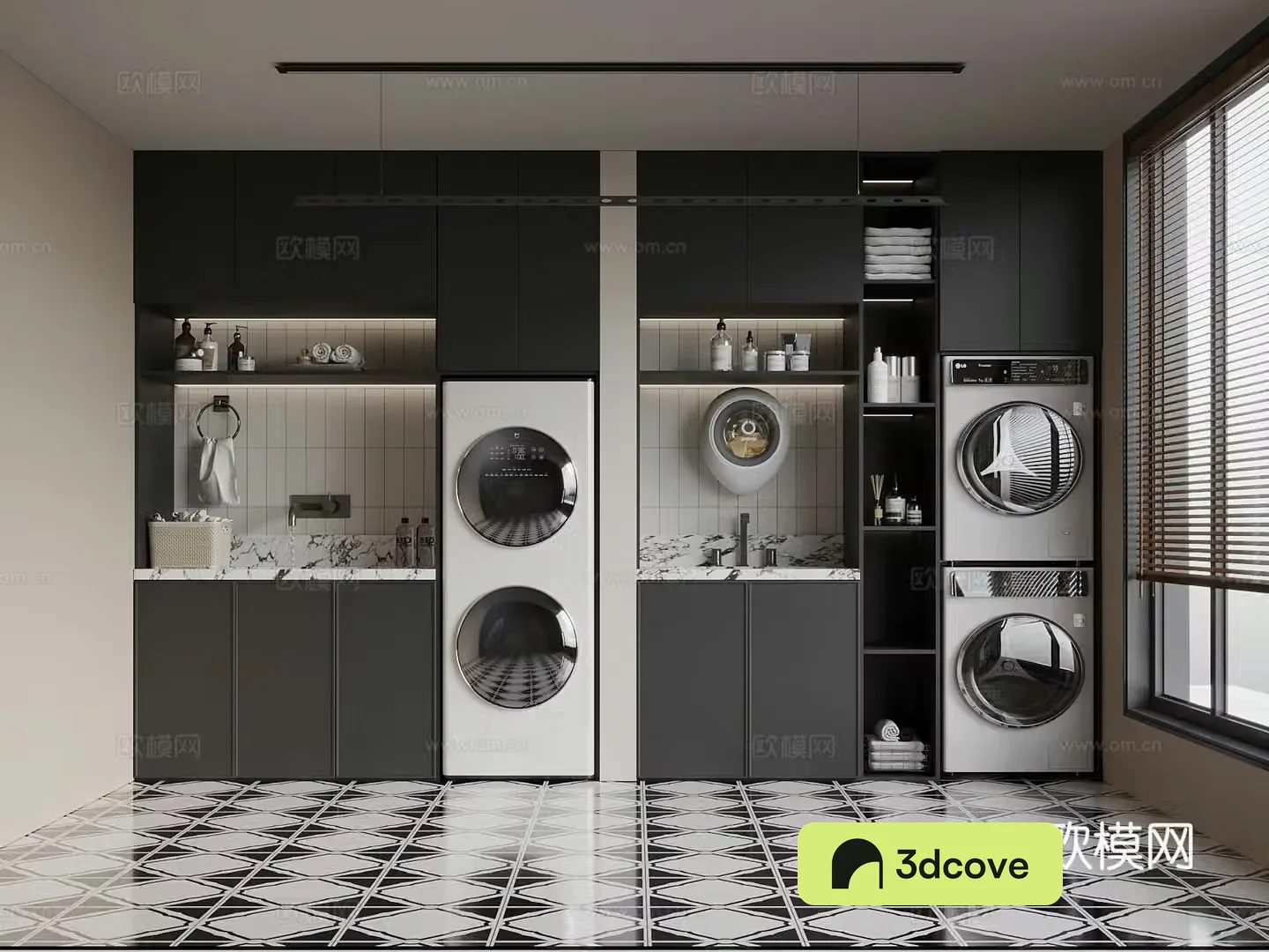 French laundry room washing cabinet