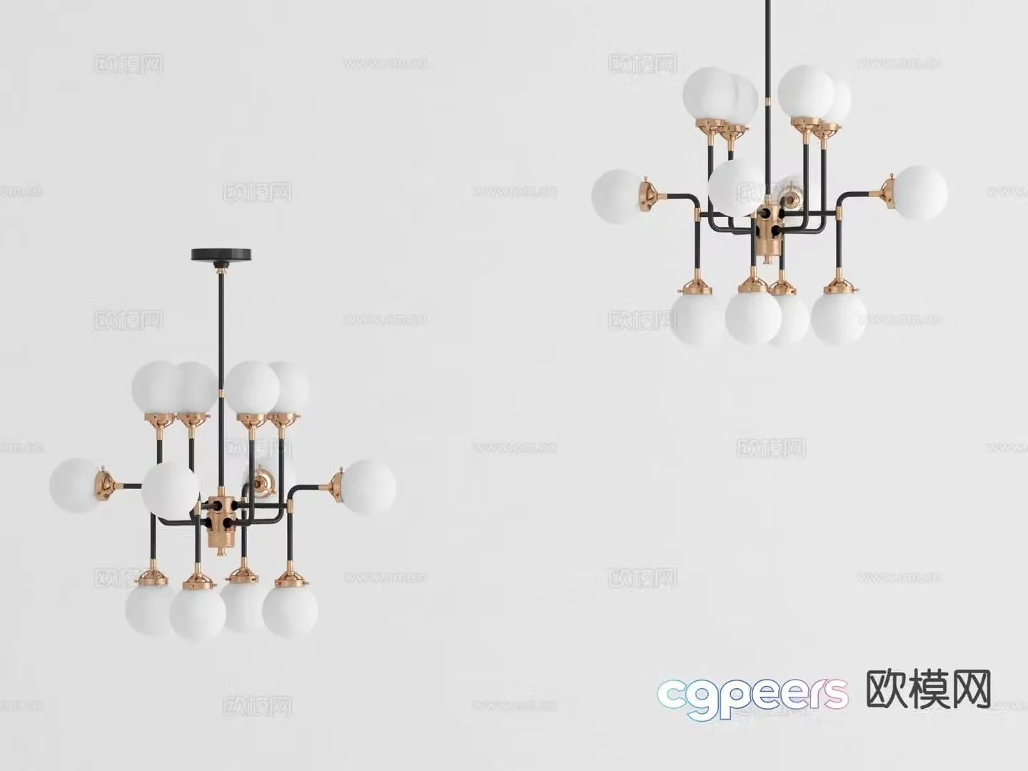 Light luxury multi-head chandelier 3D model