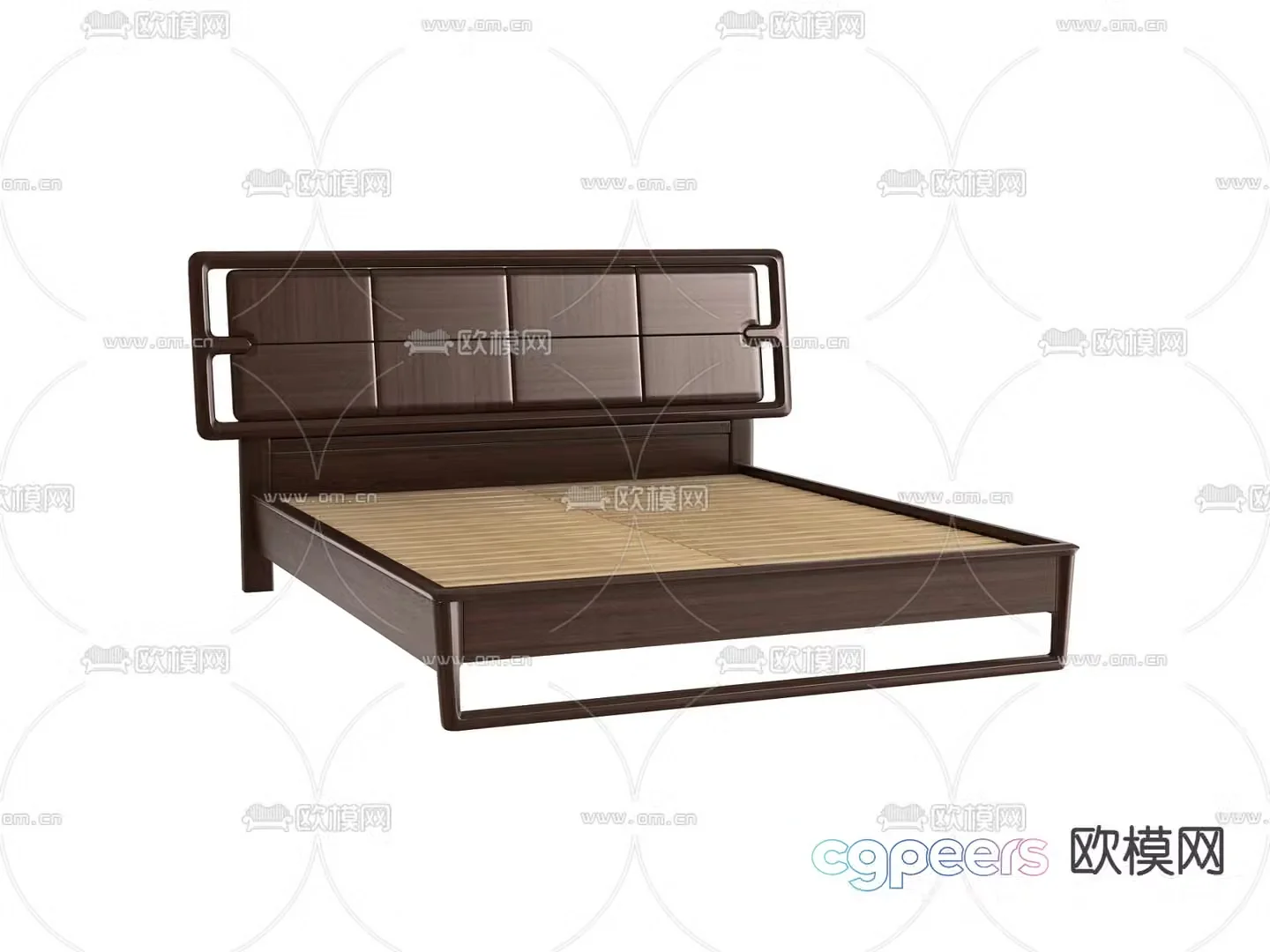 New Chinese double bed bed board 3d model