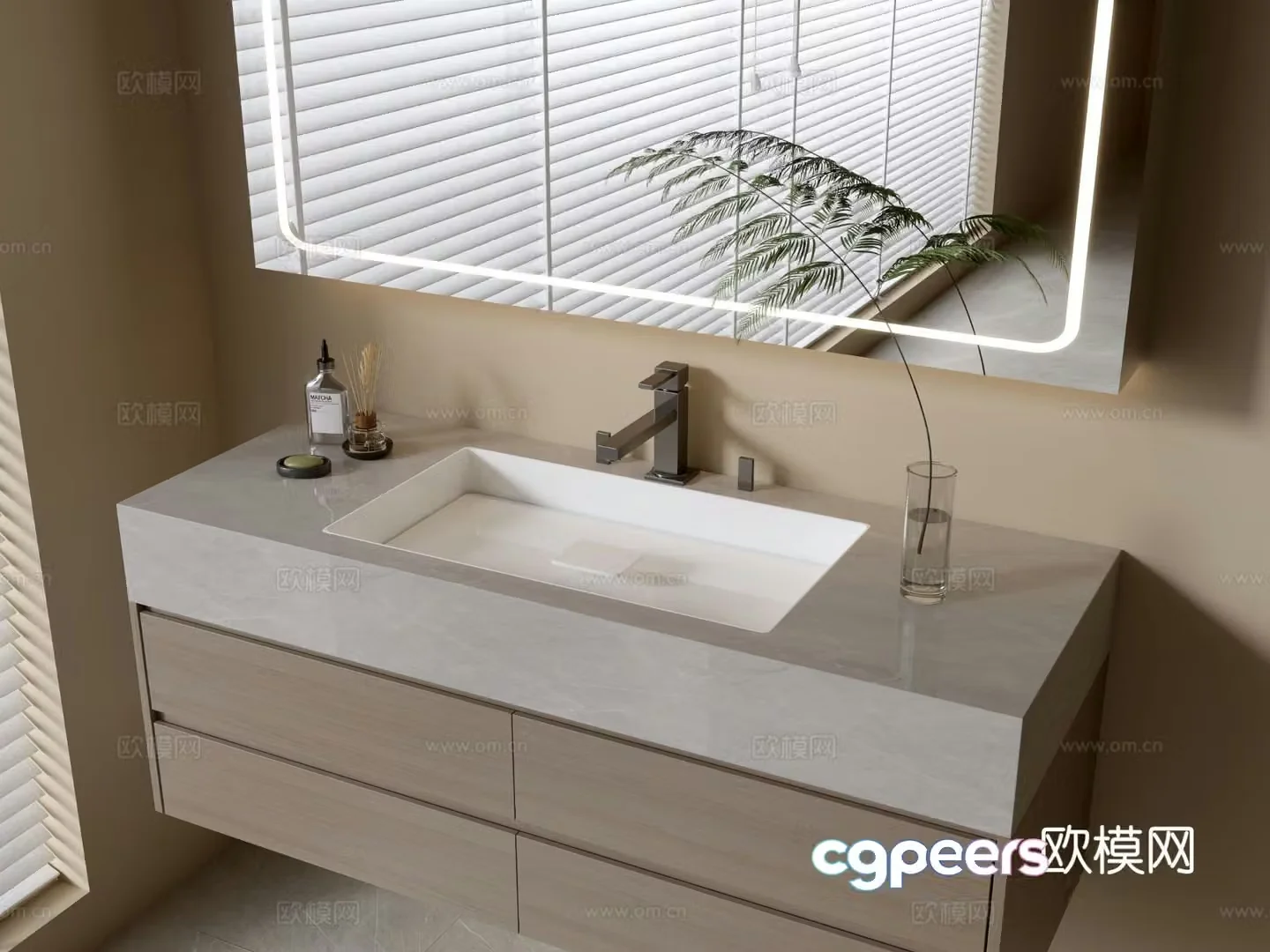 Modern bathroom cabinet bathroom basin bathroom ornaments mirror cabinet sink 3d model