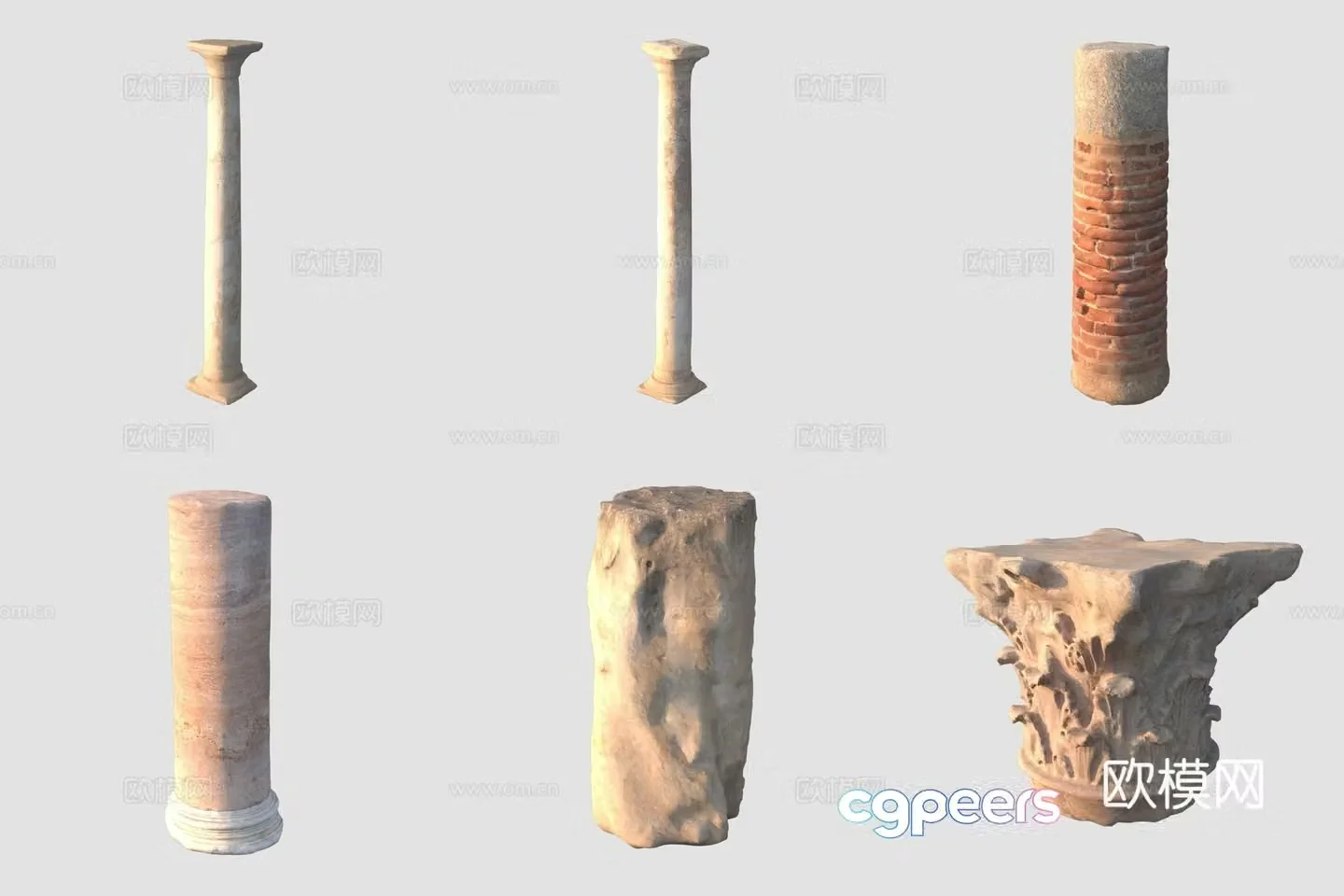 Ancient Roman pillar stone pillar stone sculpture 3D model