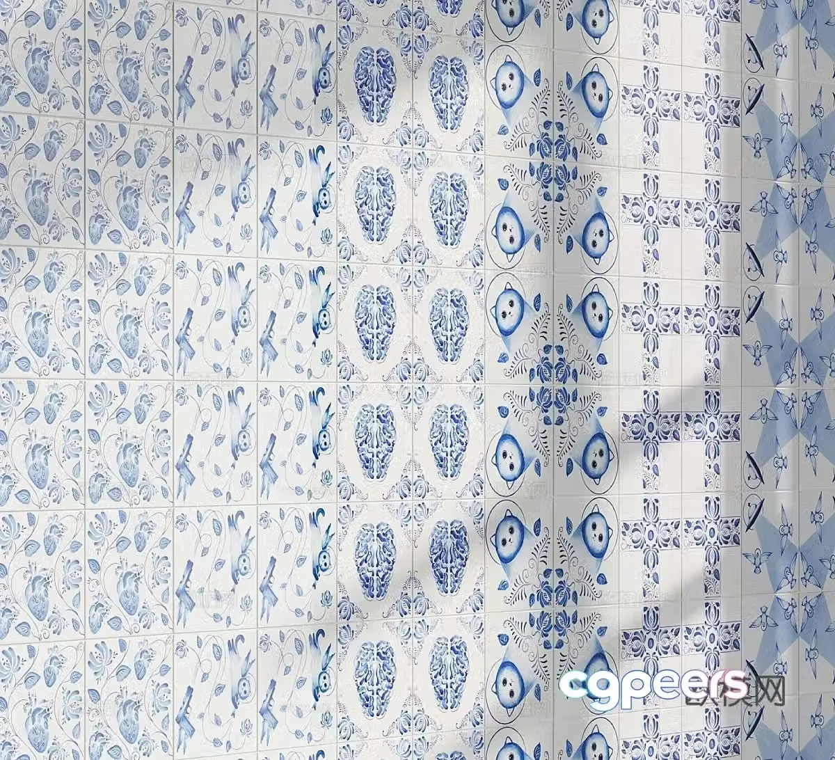 Retro tiles wall tiles pattern turn retro tiles handmade tiles 3d model