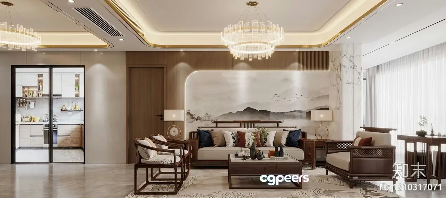 Modern Living Room 3D Model – 12914 – VRAY Render