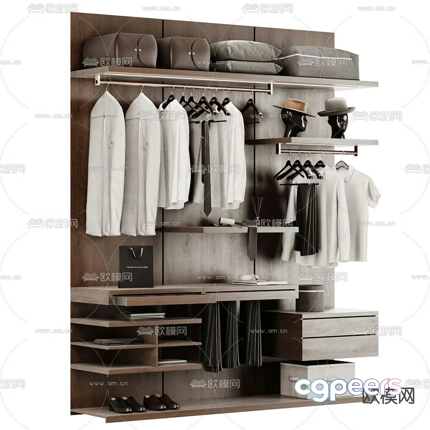 Modern wardrobe solid wood wardrobe 3d model