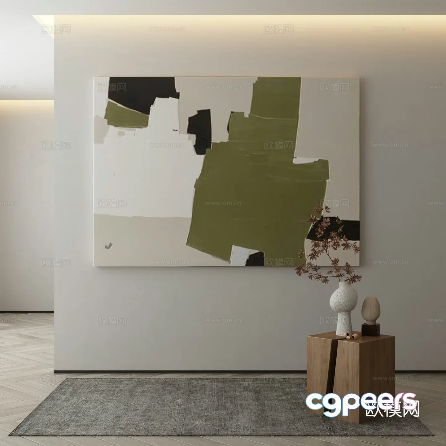 Modern Wasabi Hanging Painting Oil Painting 3D Model