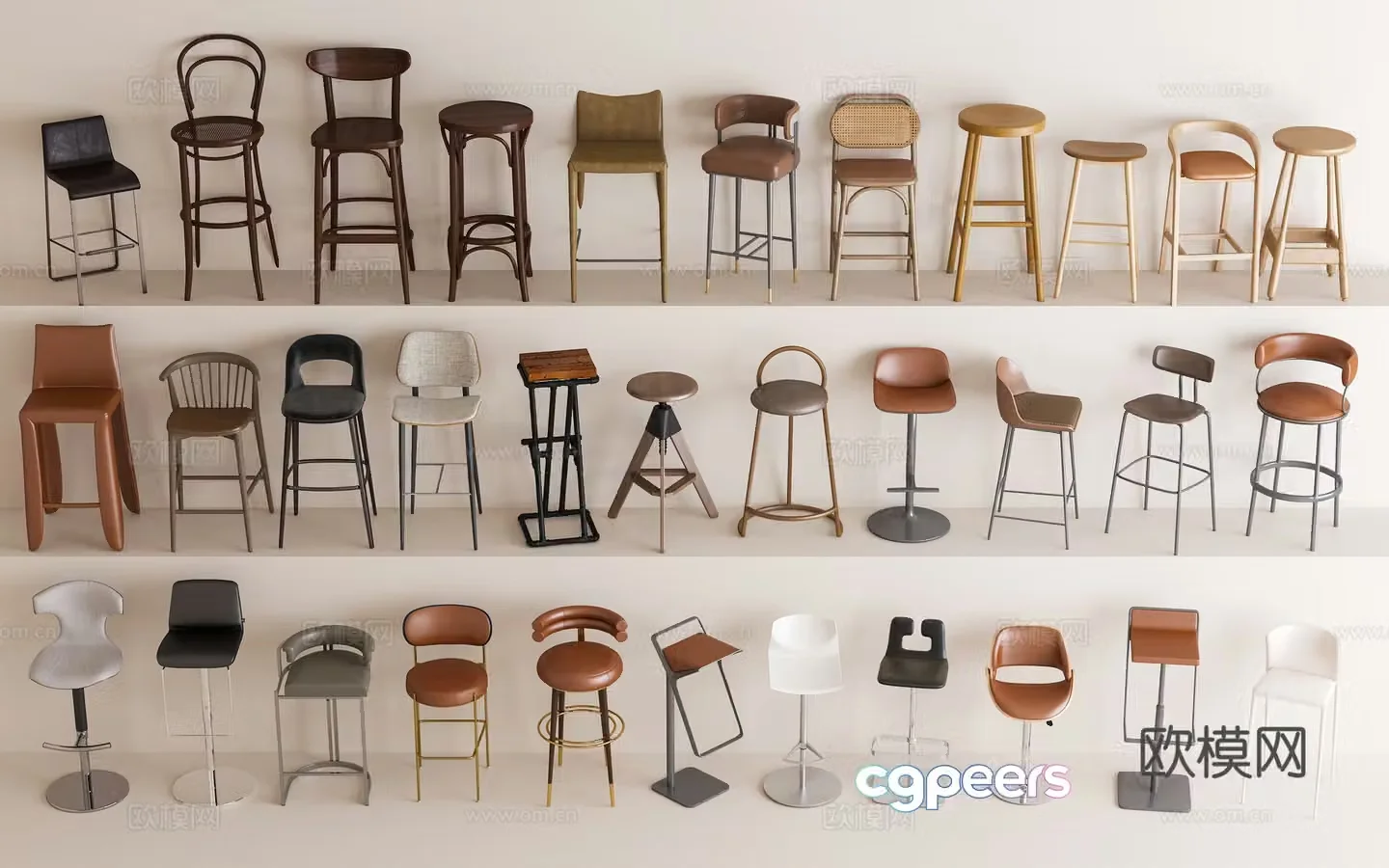Modern simple bar chair Bar chair Bar stool wooden bar chair Bar chair Leisure chair Bar chair 3d model
