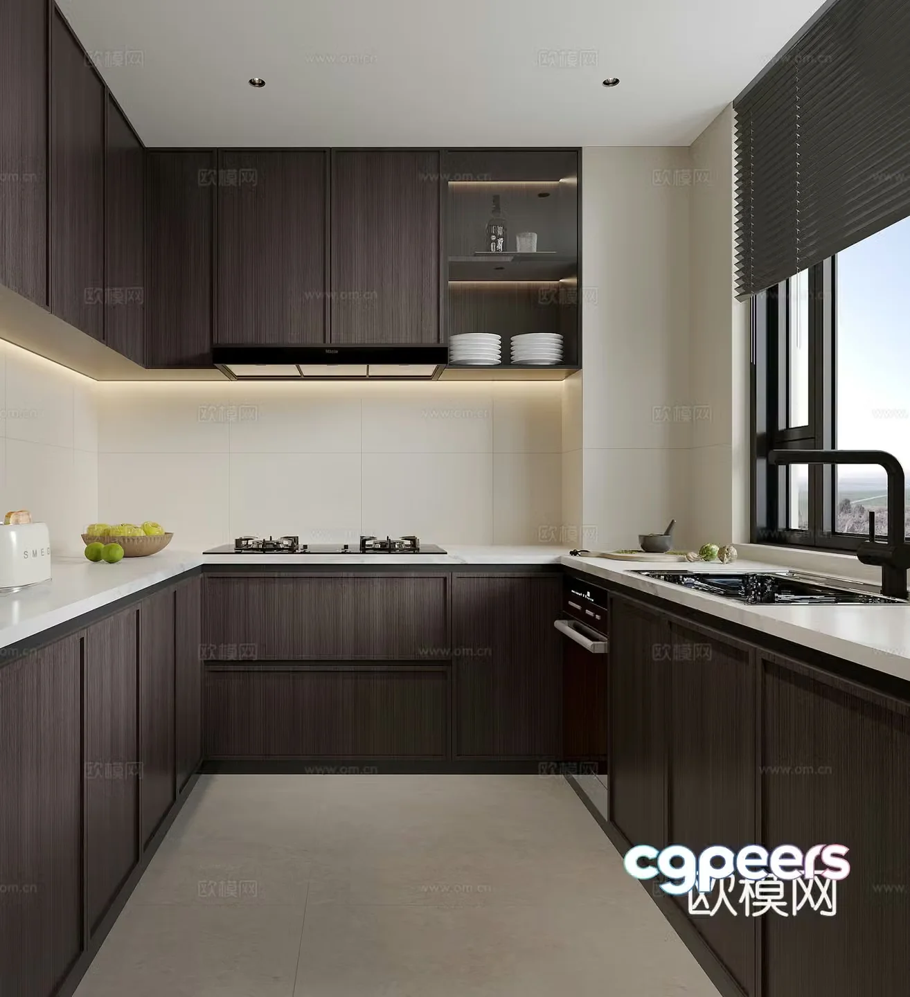 Modern minimalist kitchen 3d model