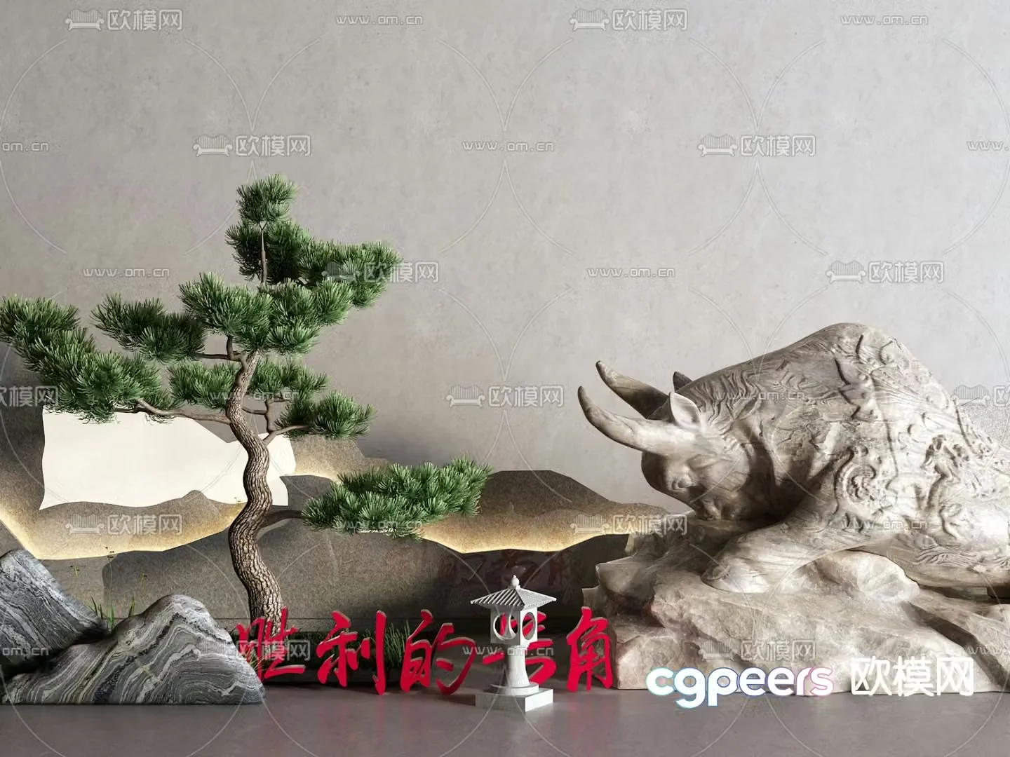 New Chinese style landscape sketch 3D model