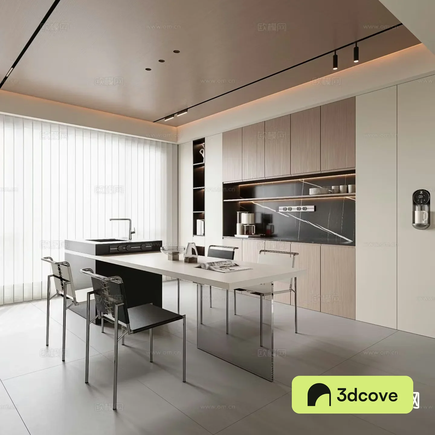Modern minimalist restaurant island dining table