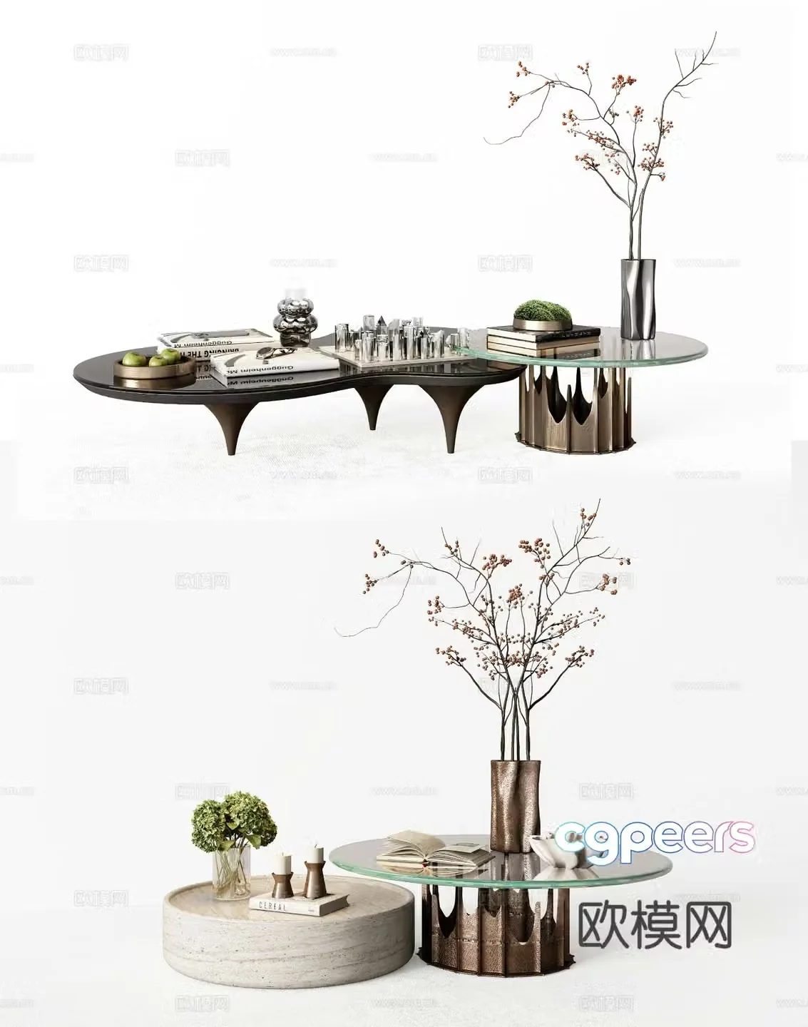Italian coffee table 3D model of mother-in-law coffee table