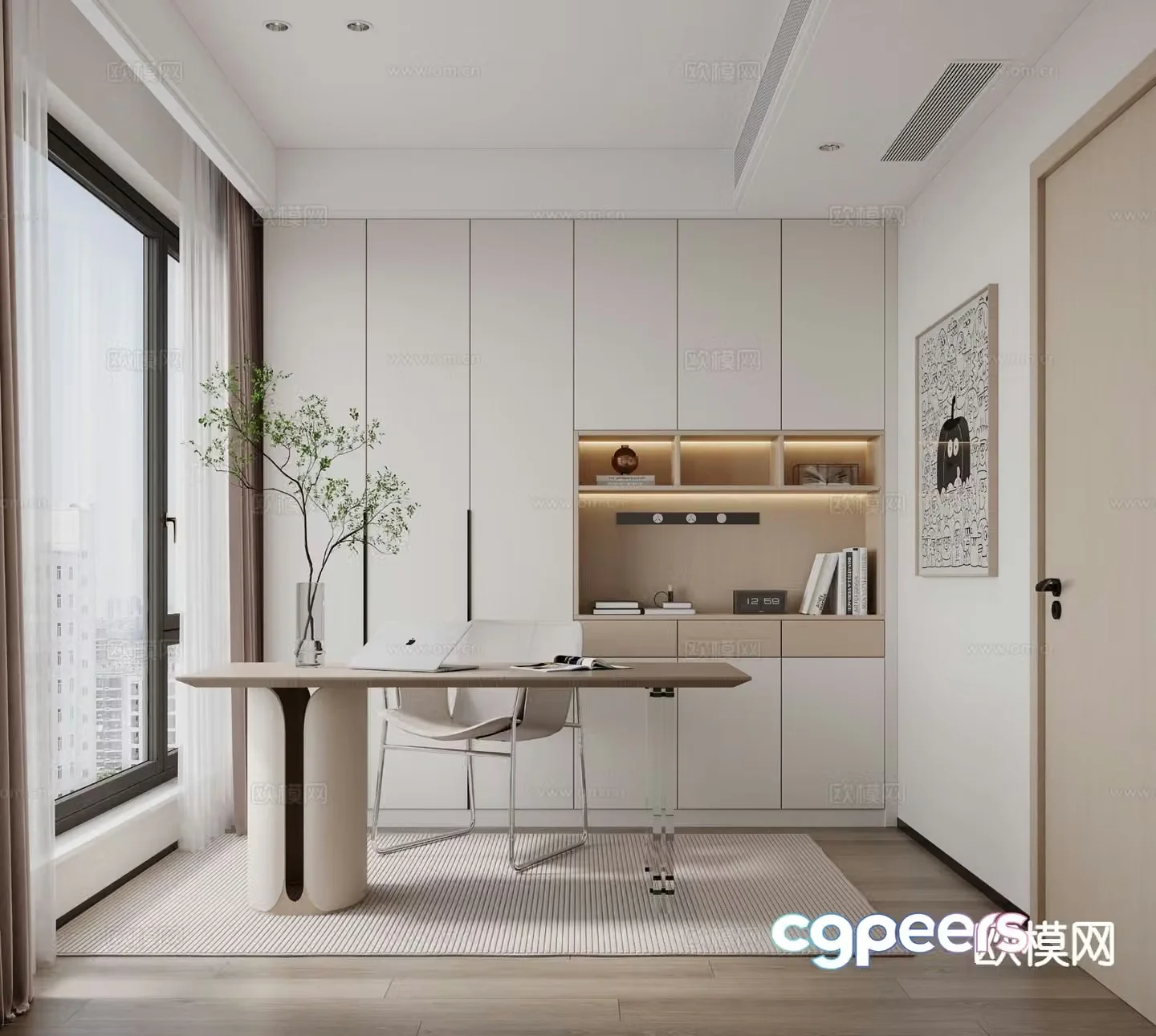 Modern study room 3d model