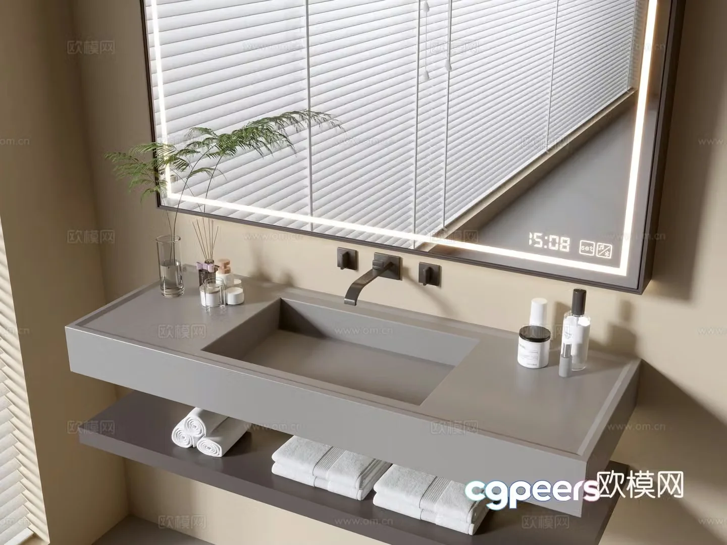 Modern bathroom cabinet bathroom basin bathroom ornaments mirror cabinet sink 3d model