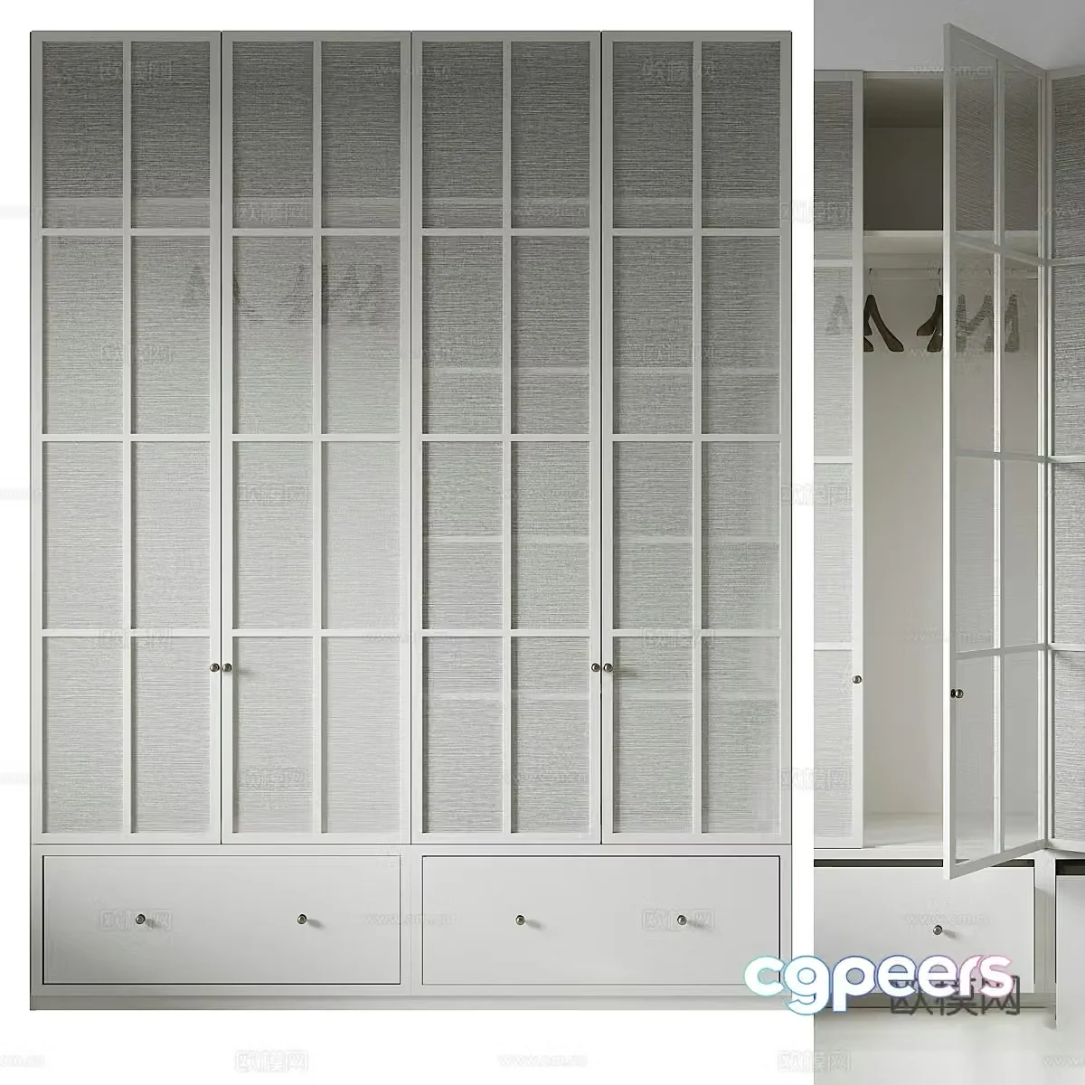New Chinese style waives wardrobe 3D model