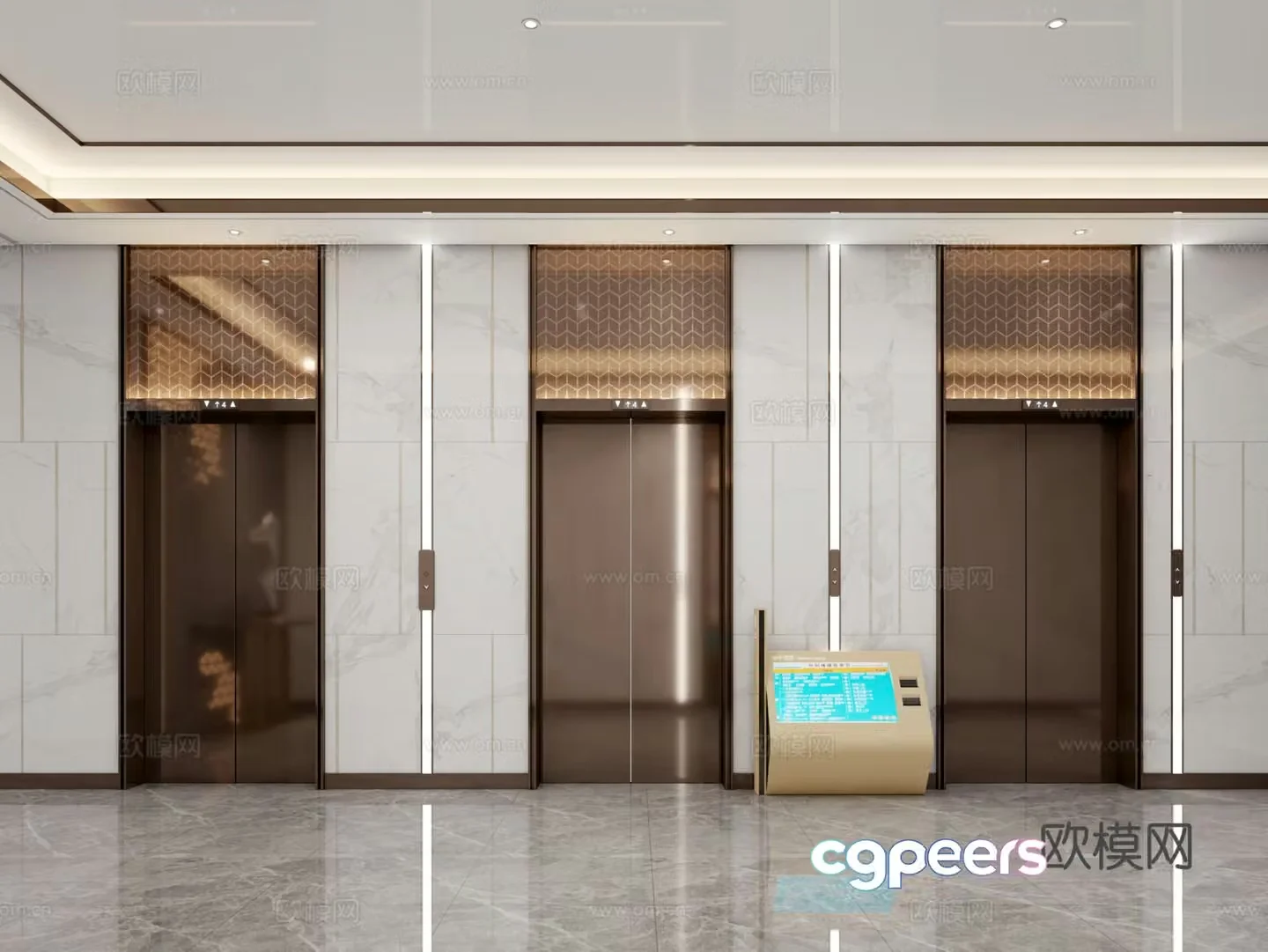 Modern light luxury elevator hall 3d model