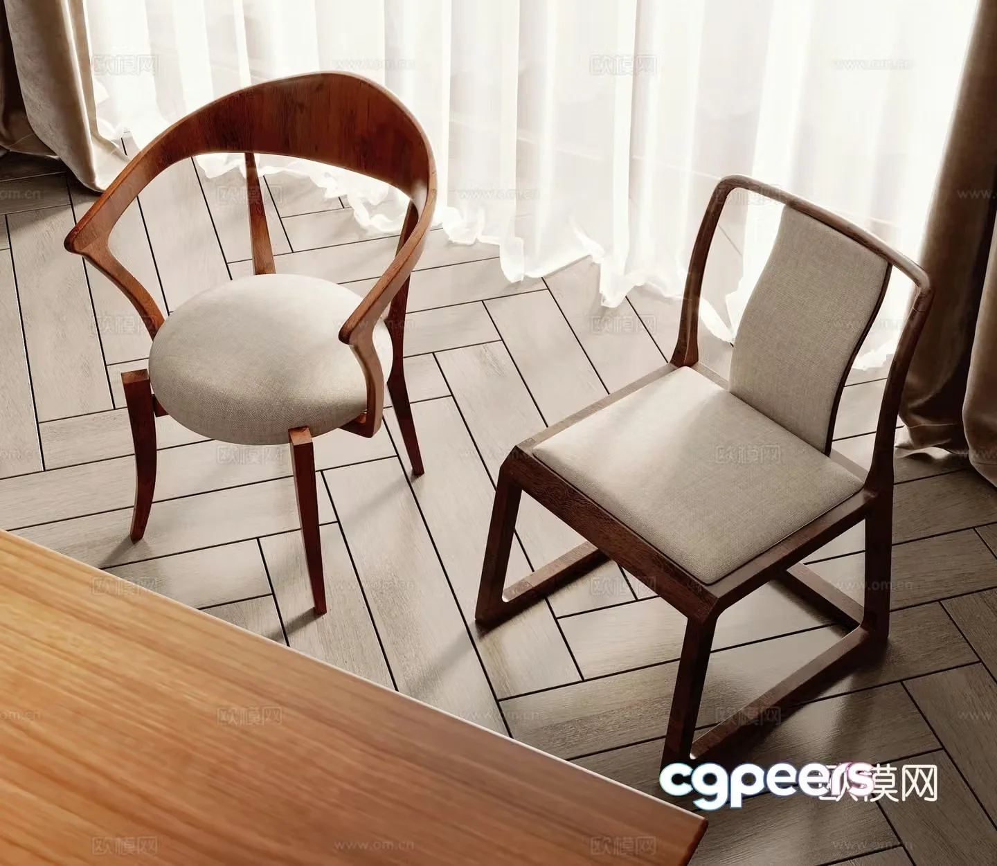 Medieval style single chair dining chair 3d model