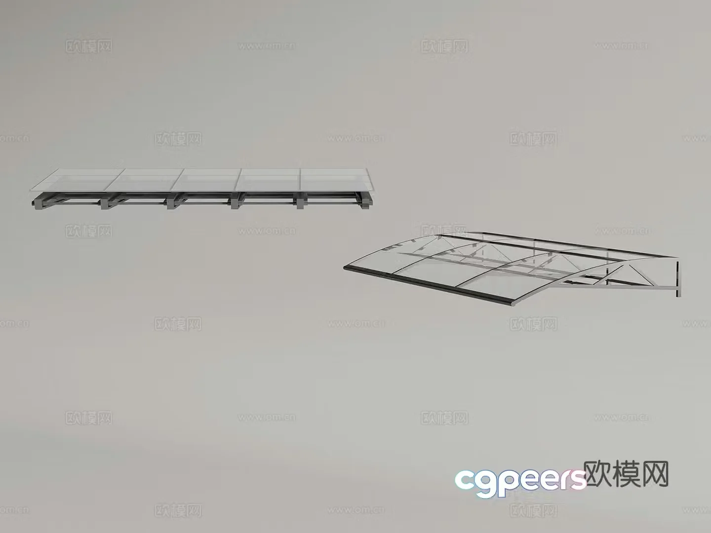 Modern glass canopy sunshade rain 3D model