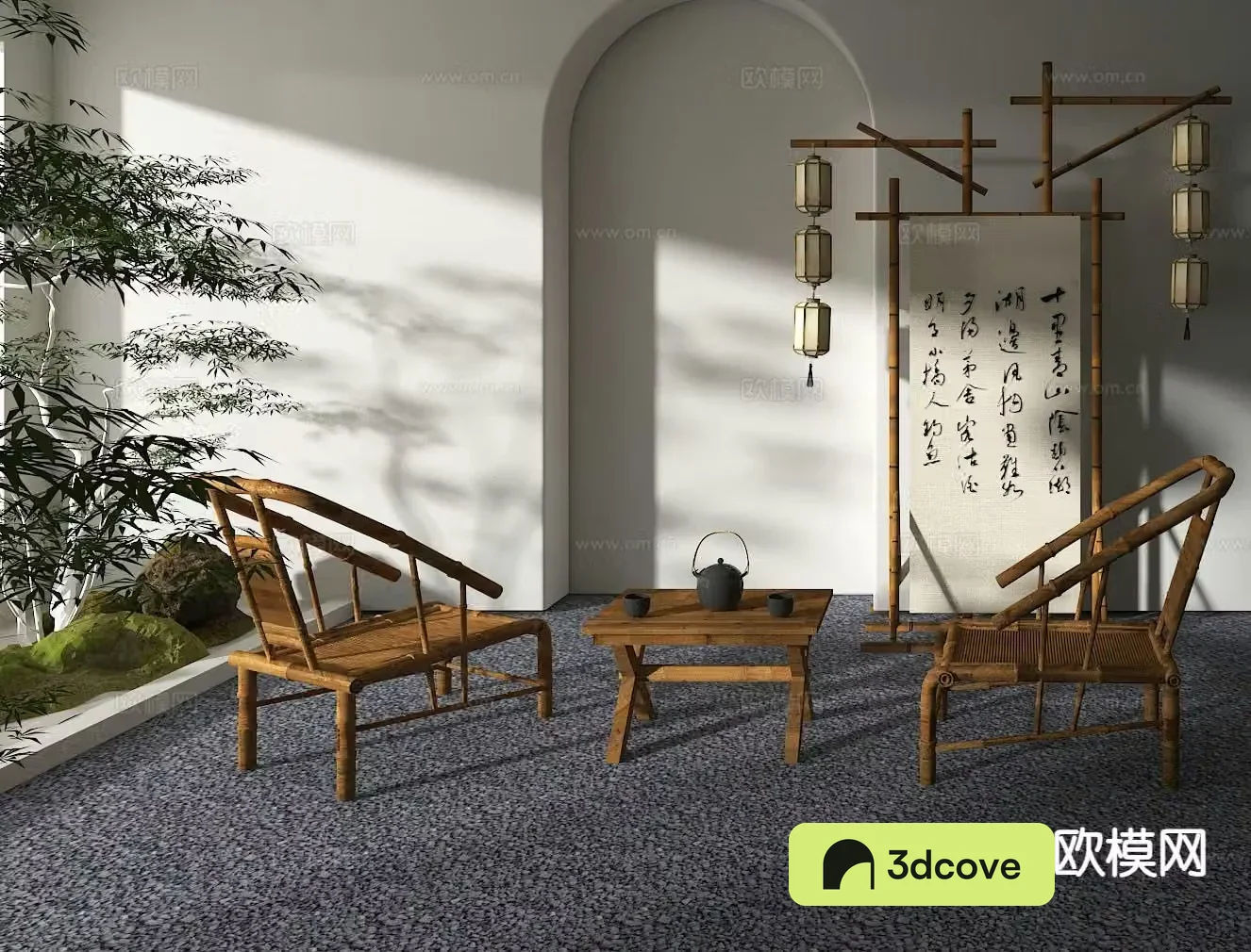 Chinese tea table and chair outdoor table and chair bamboo row table