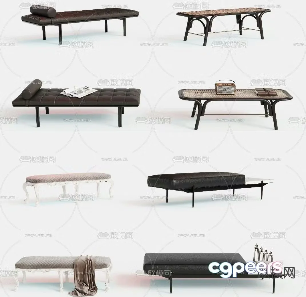 Footrest bedside stool sofa stool bench 3d model