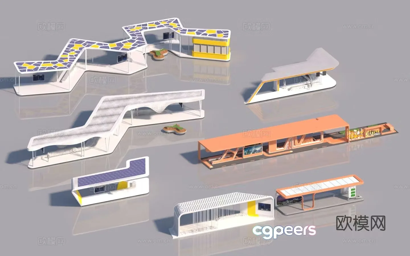 Modern corridor special-shaped corridor station parking spot 3D model