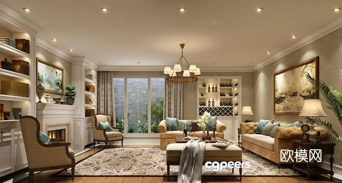 European style living room 3d model