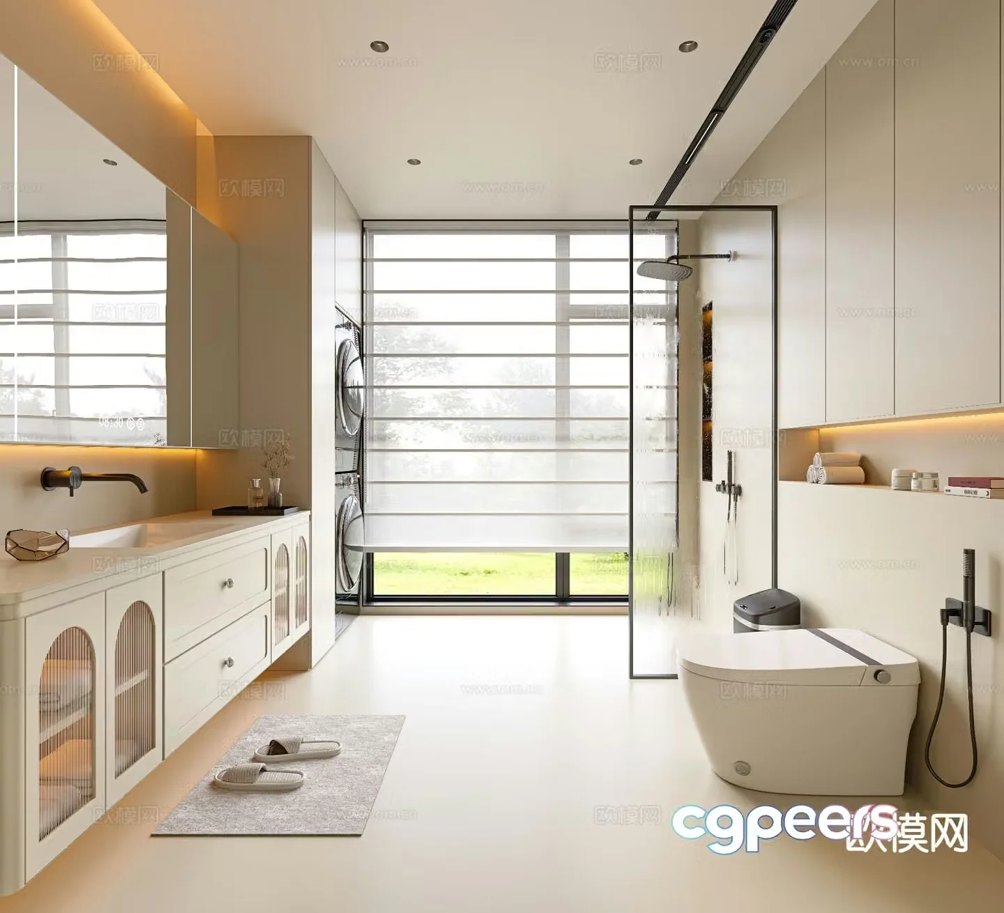 Cream style bathroom bathroom 3d model