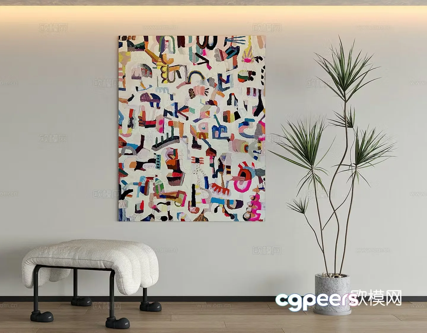 Modern abstract hanging painting 3d model