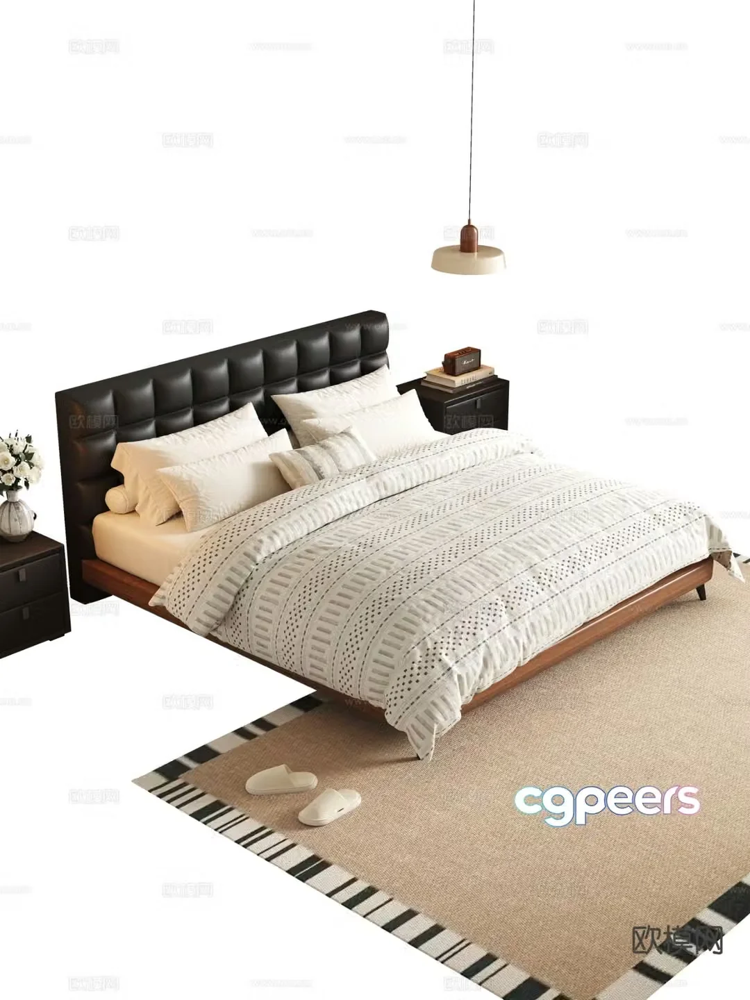Italian double bed 3d model