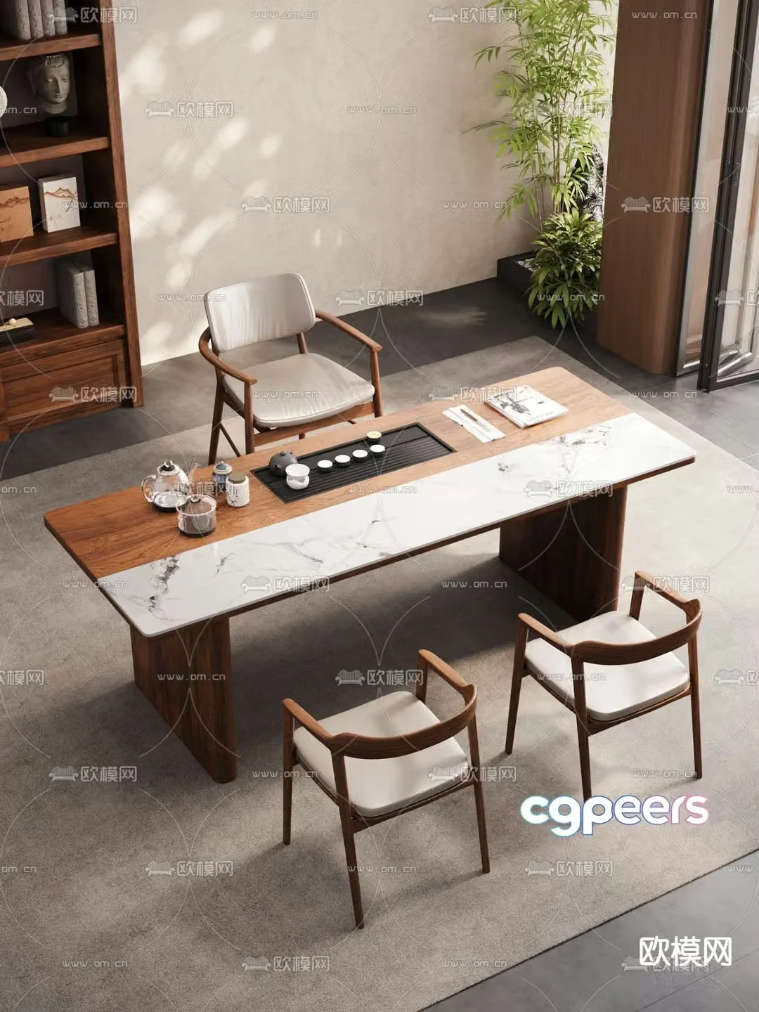 New Chinese style tea table tea table 3d model