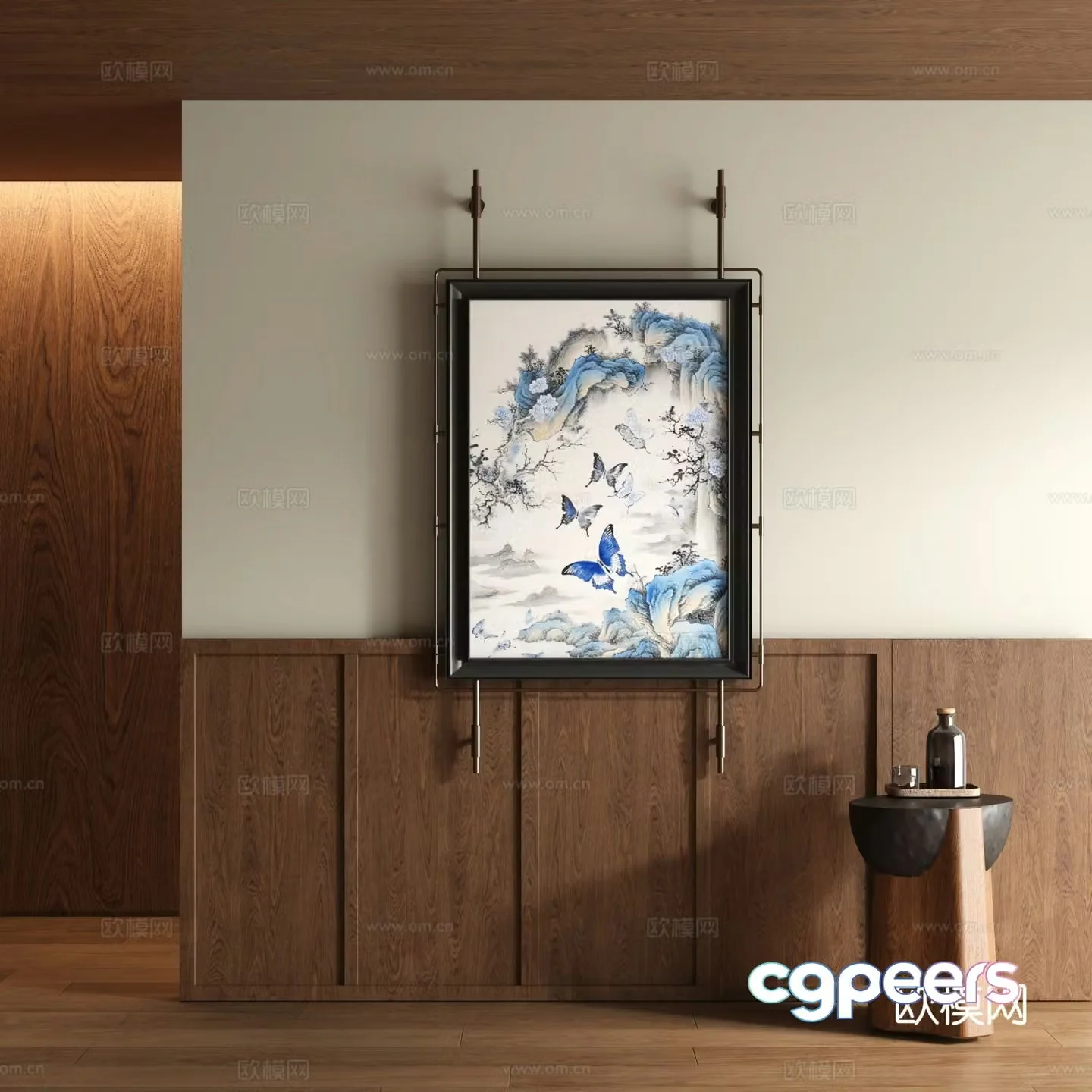 New Chinese style ink painting decorative painting 3D model