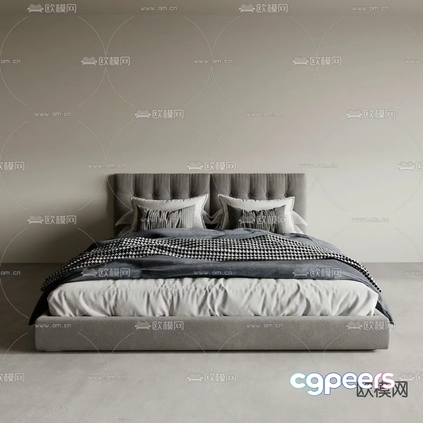 Italian double bed 3d model