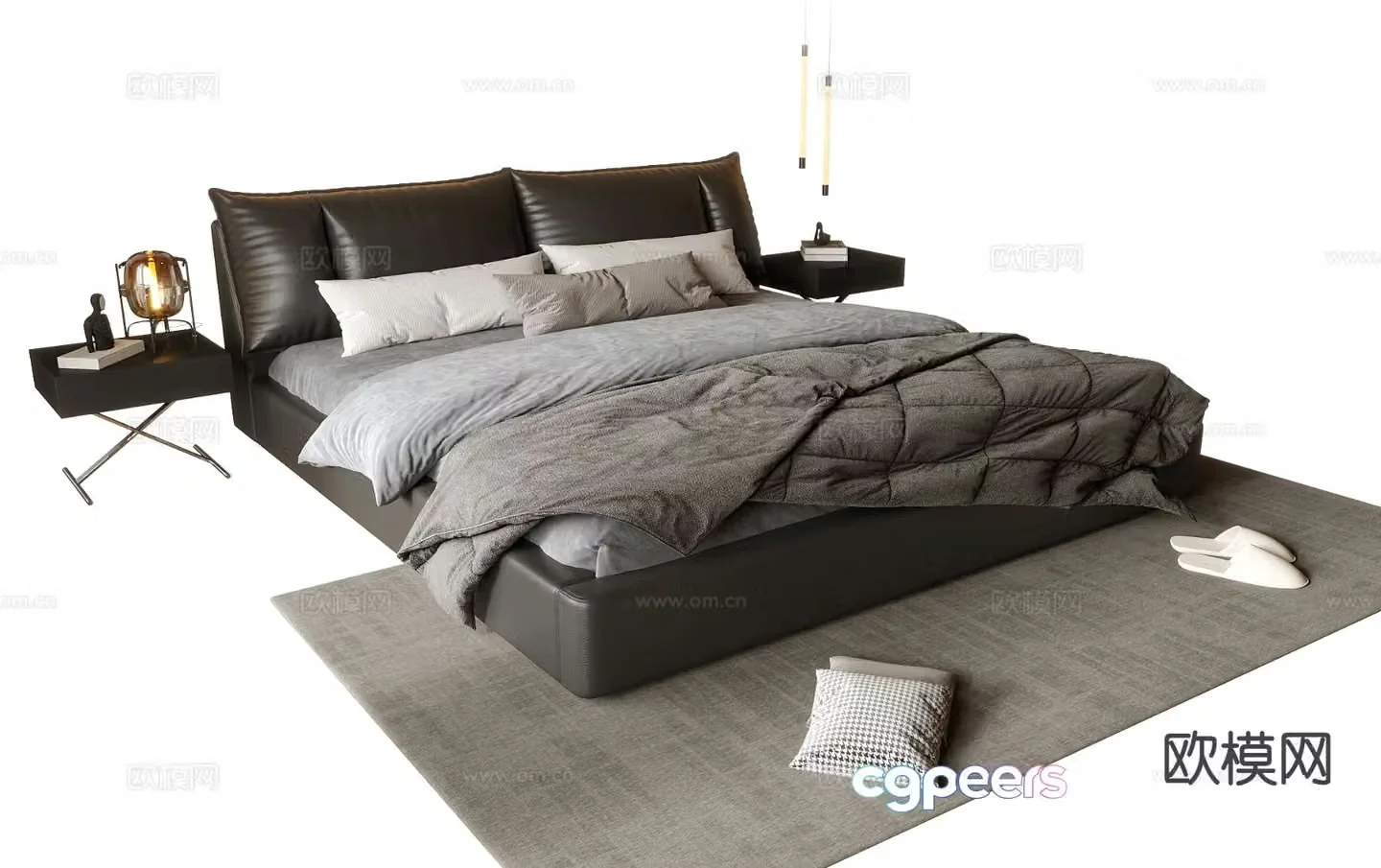 Italian double bed 3d model
