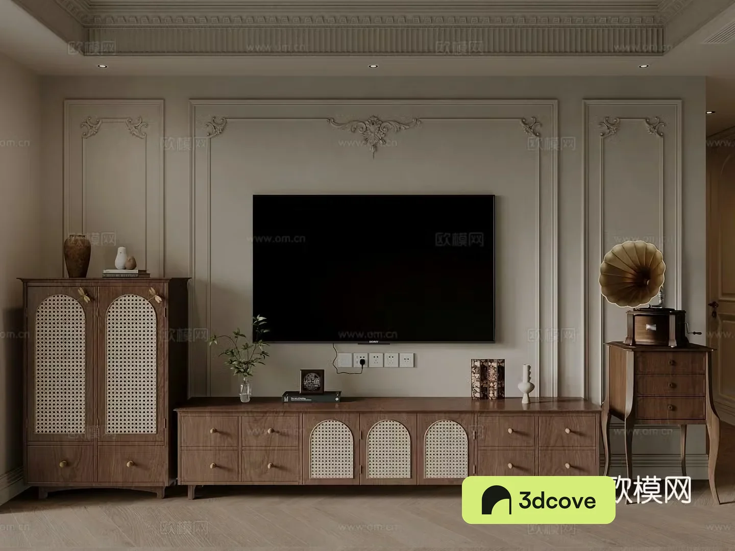 French TV cabinet TV background wall
