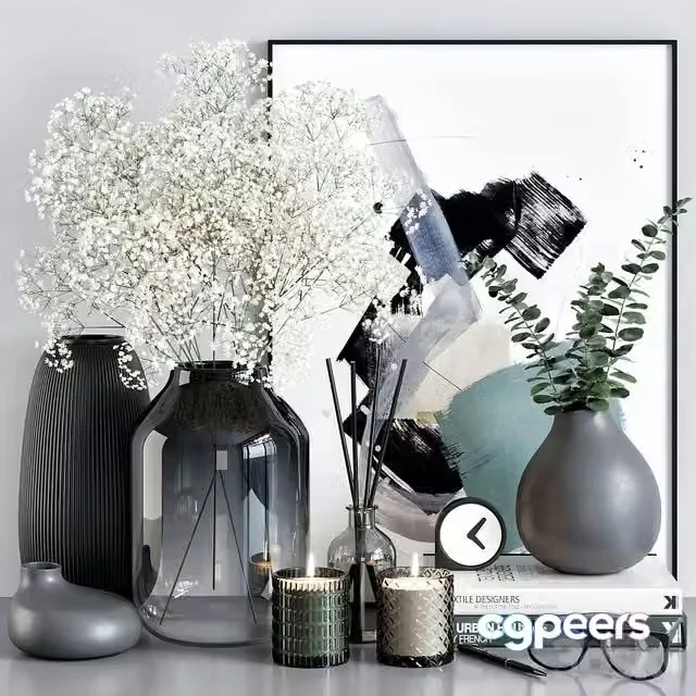 3ds Max Free – Decorative set 20 with flower in a vase