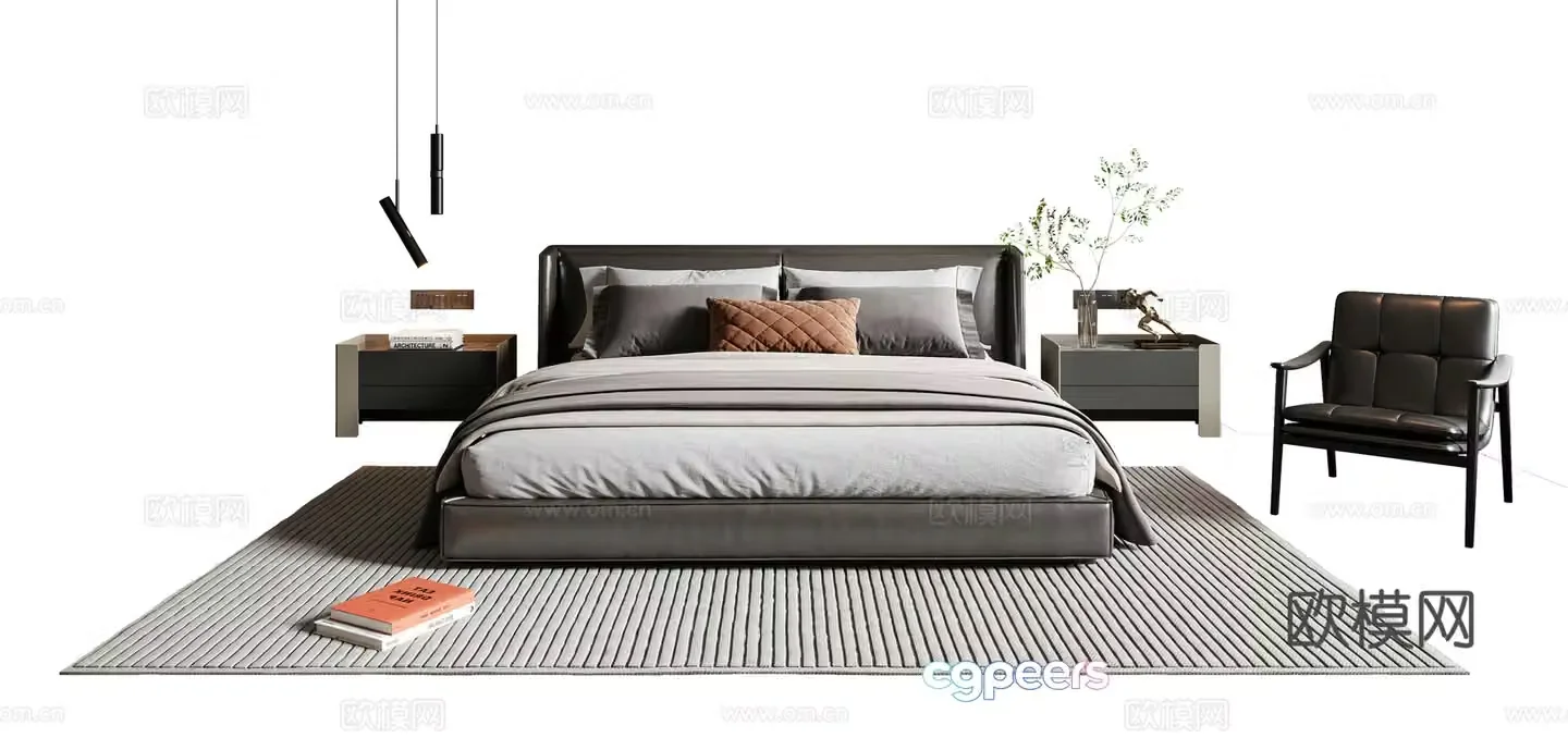 Italian double bed 3d model