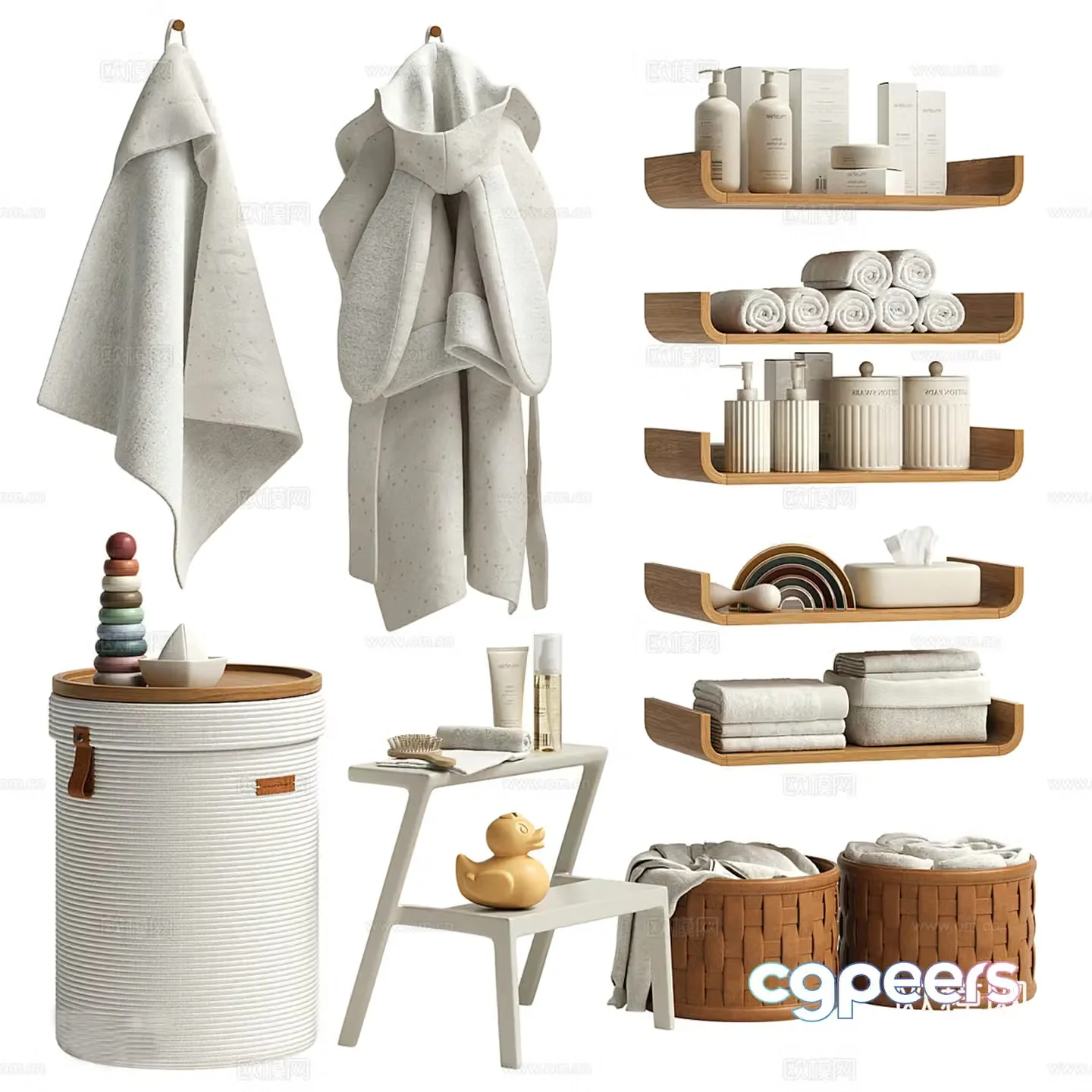 Modern bathroom toiletries 3d model